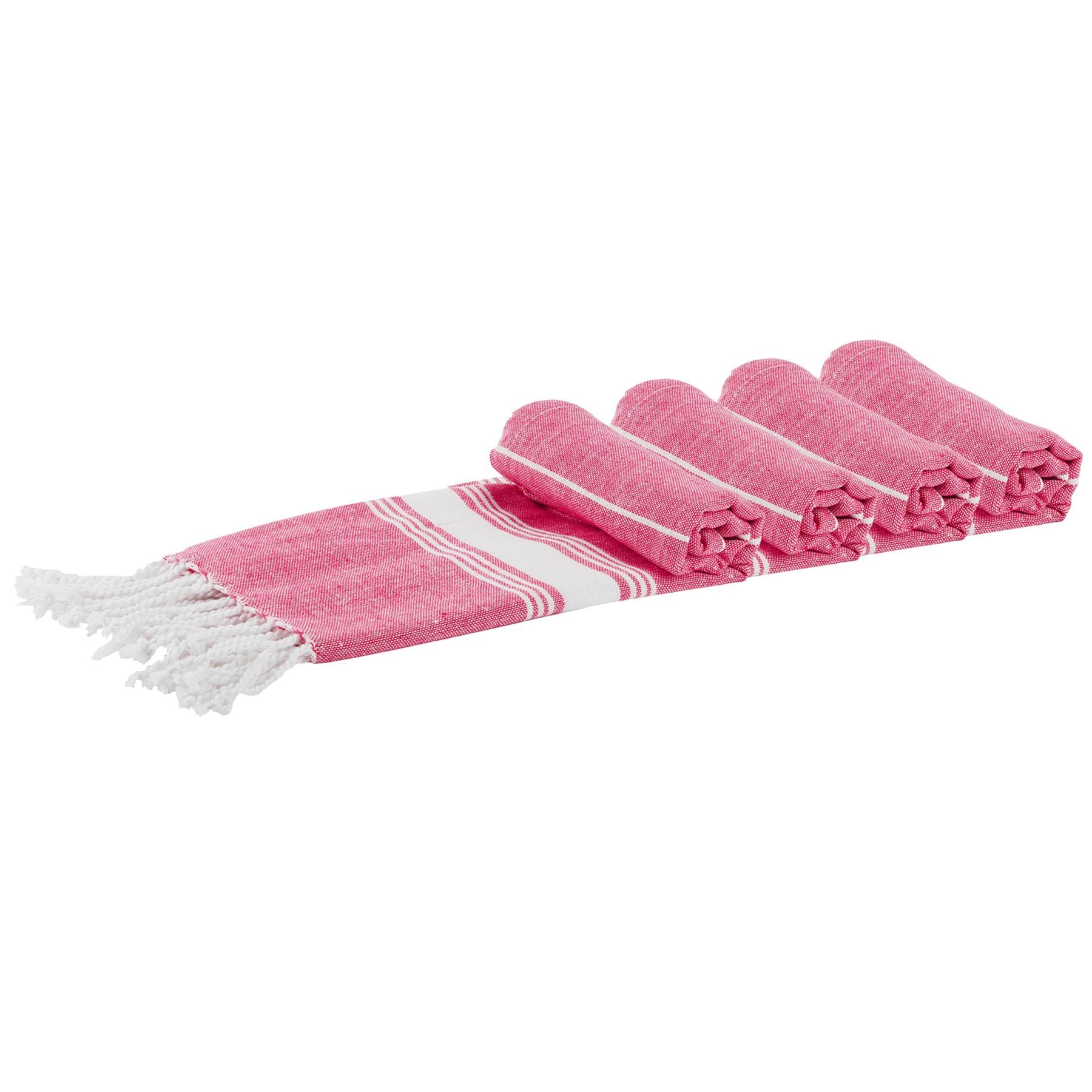 Coton Turc Nicola Enfants du Printemps Towel Set | Plage de Bain Piscine | Hammam Peshtemal Fouta Style - Rose - Lot de 4