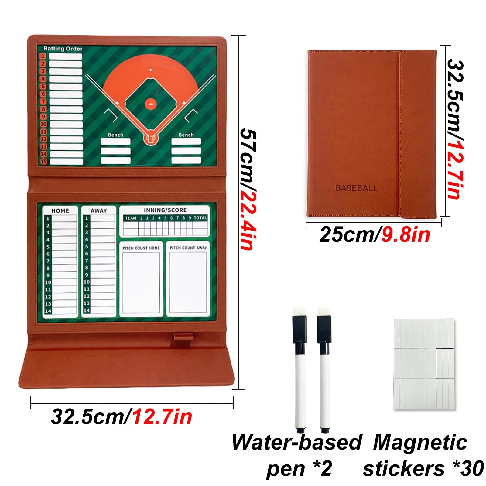 Magnetyczna Tablica Taktyczna do Baseballu, Trwała Konstrukcja, Gładka Powierzchnia do Pisania, Składana, w Zestawie Pisak I Elementy Magnetyczne, Idealna Treningu