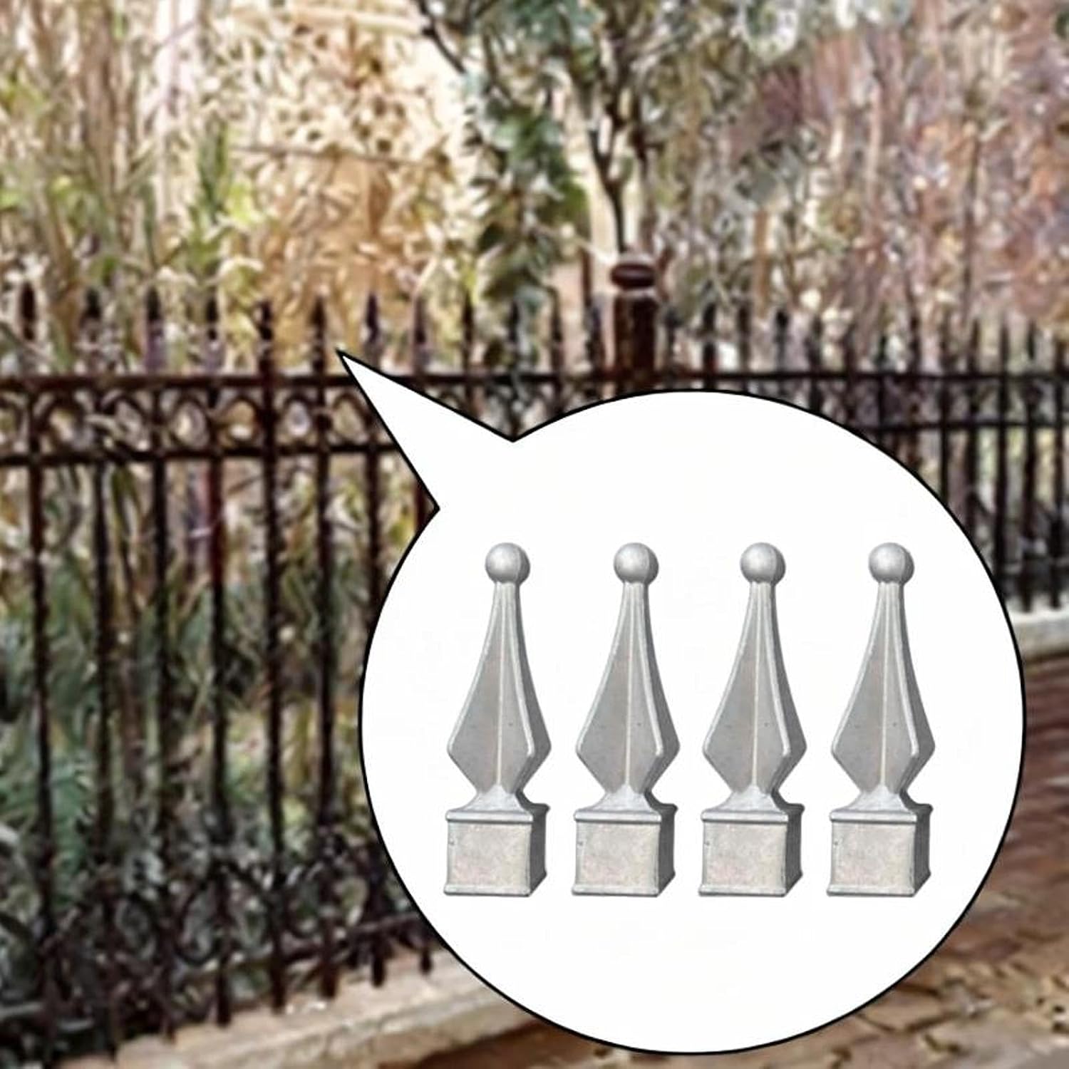 4 Pieces Fence Finials Fence Accessories Decorative Waterproof Fence Topper Fence Cap for Handrail Stair Garden Decking, Inner Dia 25mm
