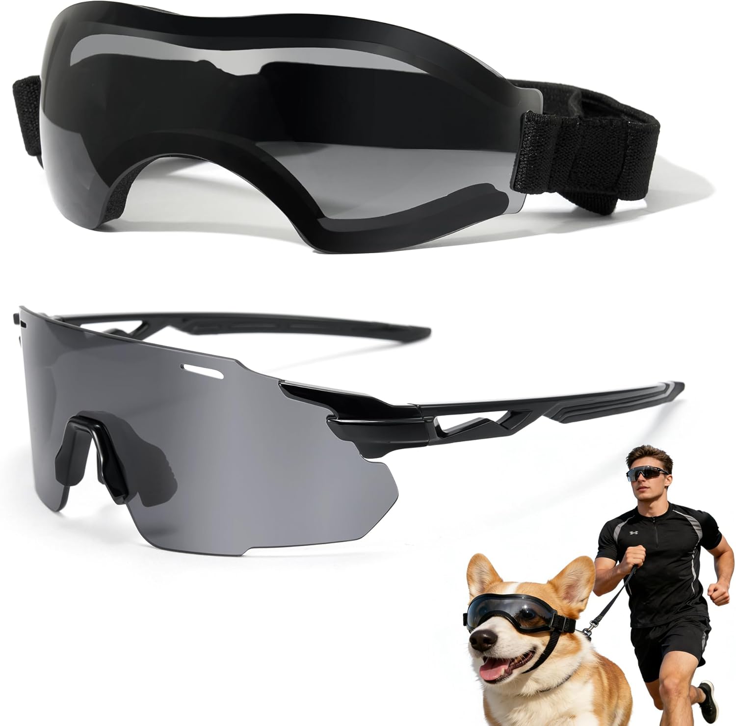 Cyxus Dog & Owner Matching Sport Goggles Set Design for Medium Dog UV Protection Cycling Hiking Running Driving