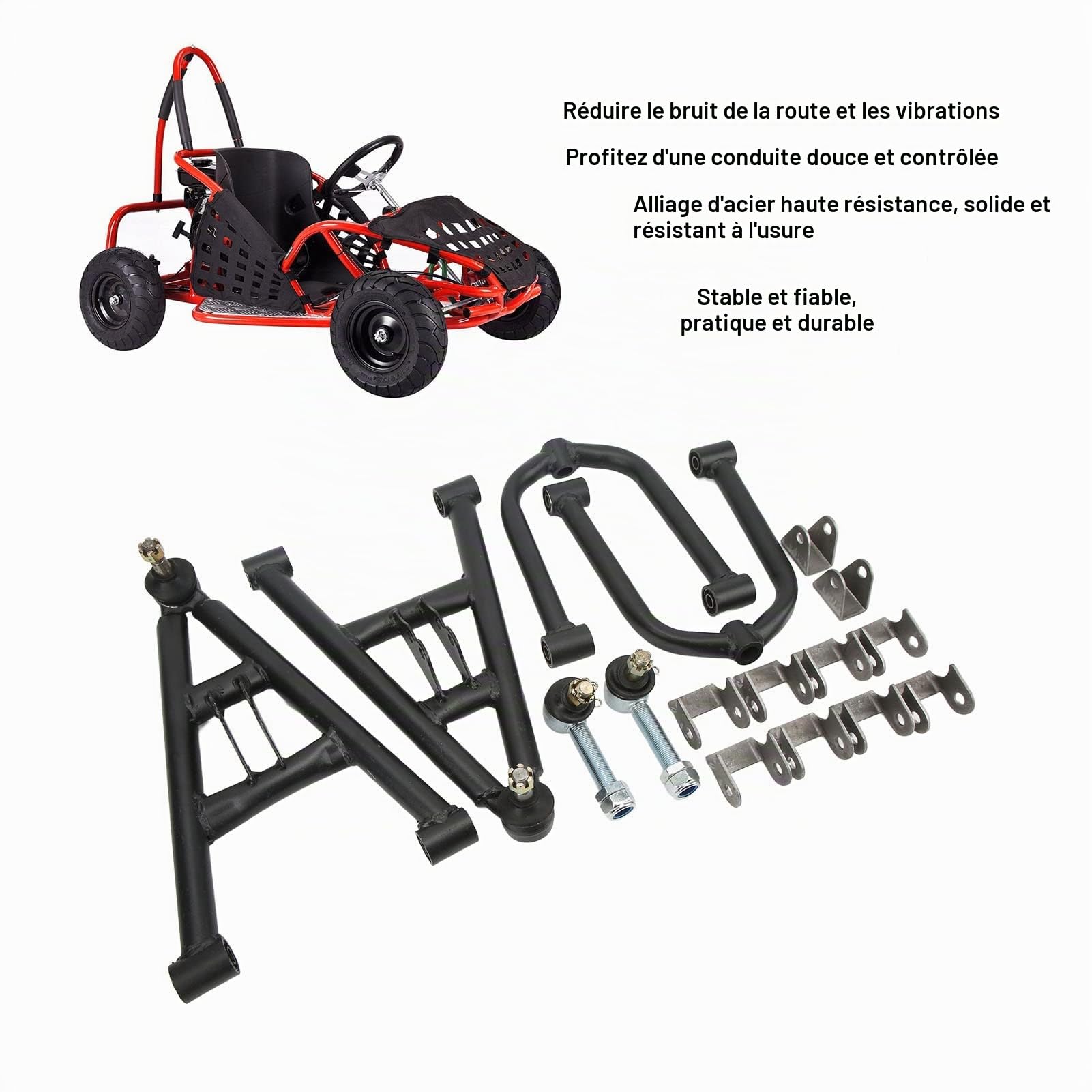 Bras Oscillant Inférieur Supérieur, Kit de Bras Oscillant de Suspension Avant de 350 Mm pour GY6 110 150 200 ATV 4 Roues Quad Bike Go Kart