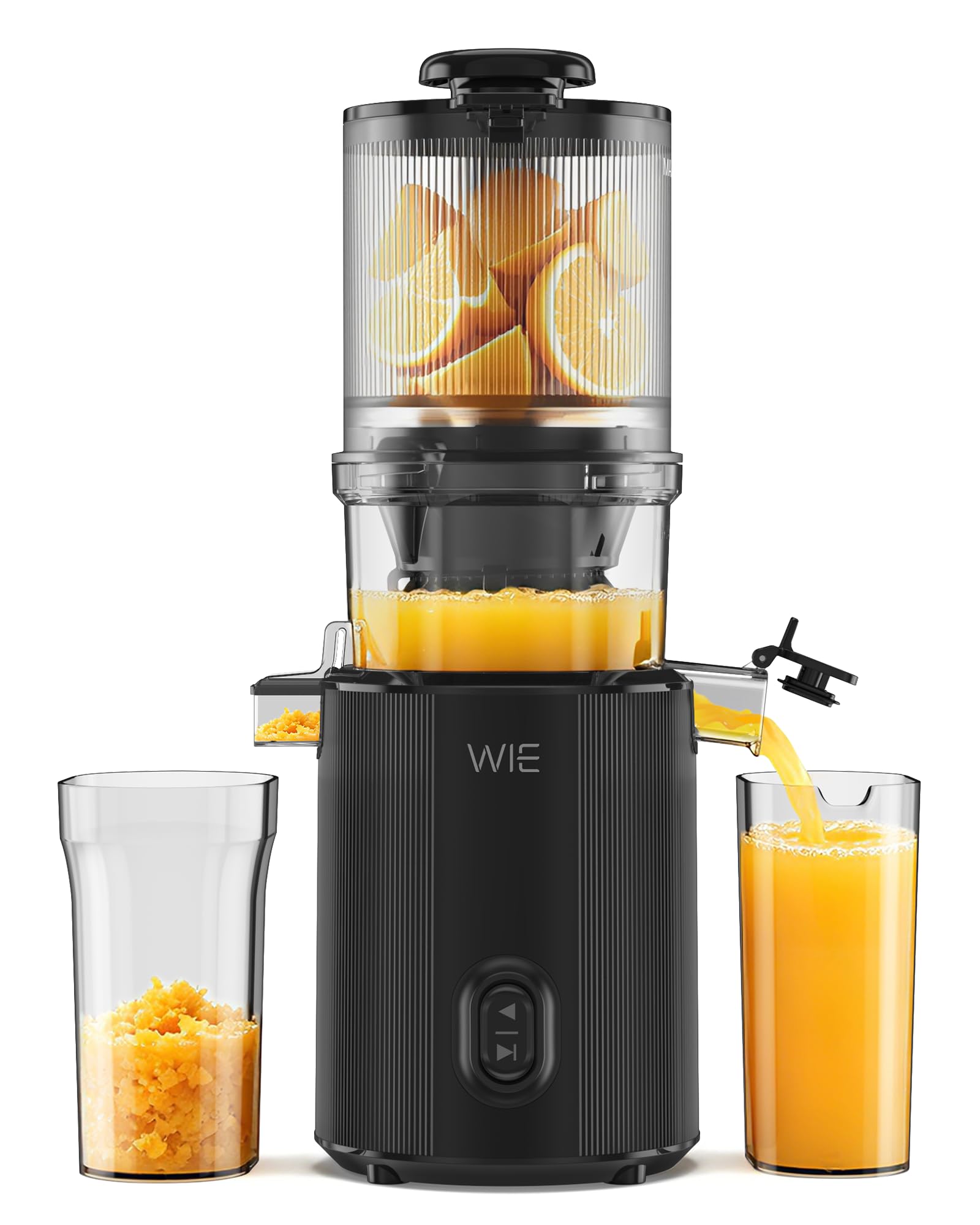 WIE Extractor de Zumos y Verduras, 300W Licuadora Prensado en Frío | Slow Juicer Machine con Boca XL 135mm, Capacidad 2,2 L para Frutas y Verduras Enteras, Fácil Montaje y Limpieza, Sin BPA