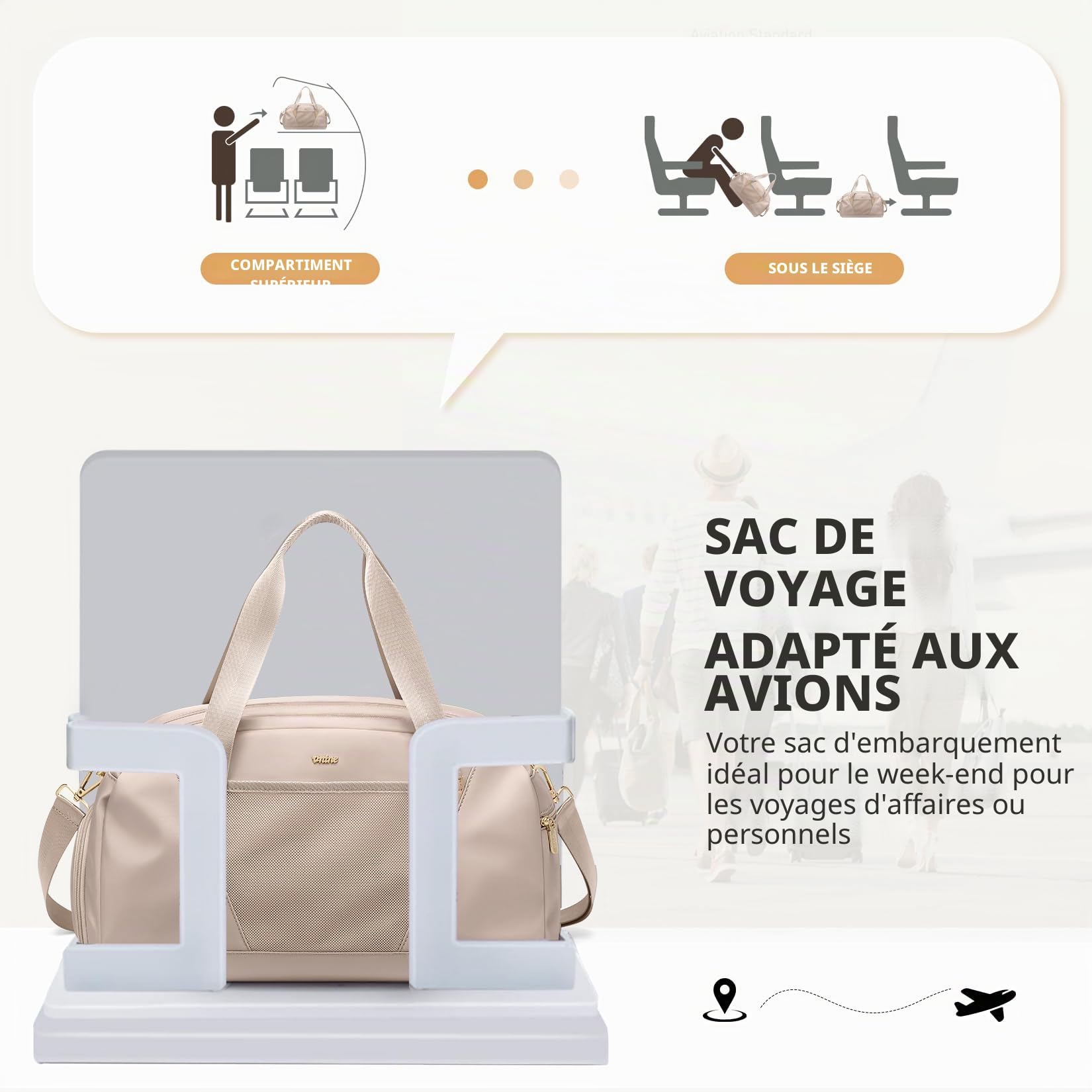 VNINE Sac de Voyage 51.8L Weekend Sac à bandoulière, Sac de Sport Séparé Sec et Humide Bag Imperméable pour Femme Homme Sport Gym Weekender Bag Fourre-Tout Sac d'Hôpital