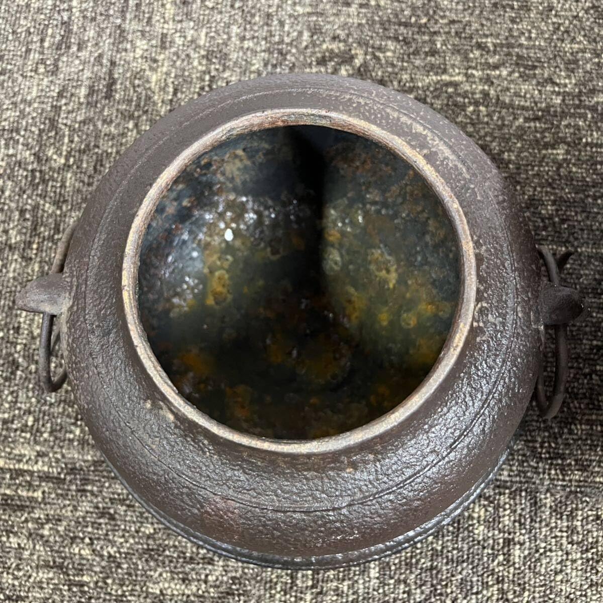 Amazon.co.jp: 茶道具茶釜鉄釜鉄製煎茶道具朝鮮風炉釜銅蓋古美術品