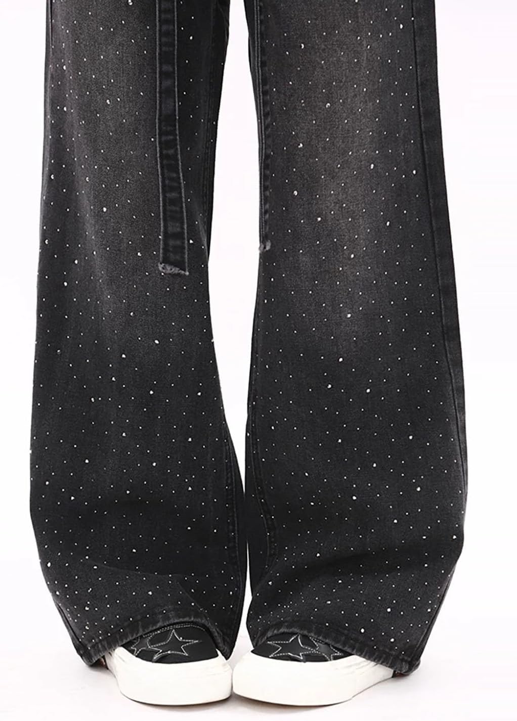 Baggy Jeans for Women Girls, Boyfriend Jeans Rhinestone Pants High Waisted Straight Leg Denim Pants Casual Streetwear - Image 6