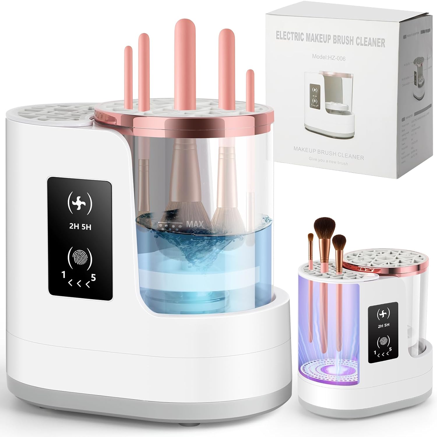 CAPOT 3-in-1 Electric Makeup Brush Cleaner & Dryer - Automatic USB Portable Machine for All Brushes, Smart Touch Controls