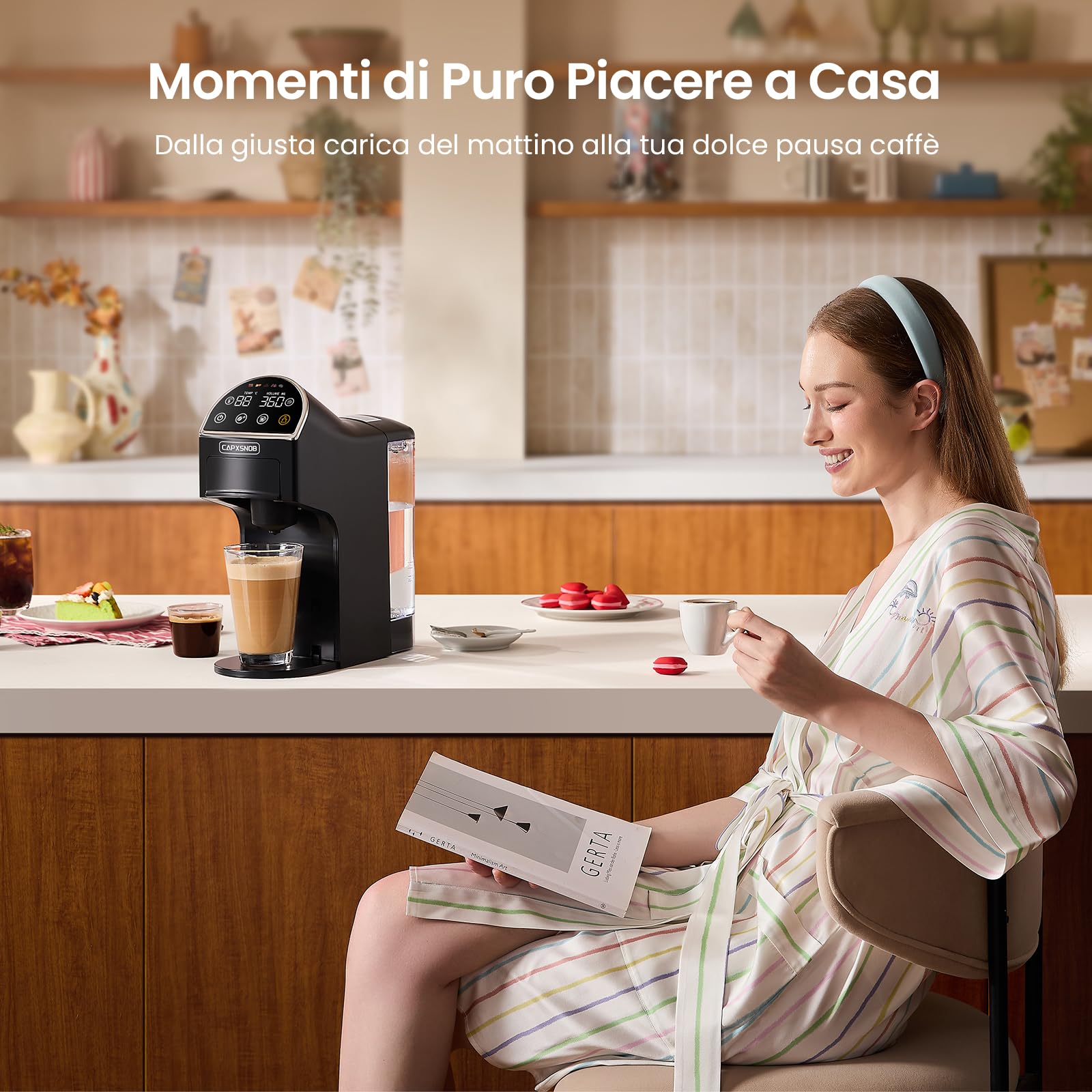 Magician2 Macchina da Caffè Multicapsula 5 in 1 per Nespresso, Dolce Gusto, Lavazza A Modo Mio, Cialde ESE 44 e Macinato, Touch LED, Auto-Adattivo, 20 Bar, 1,2L, Macchina Espresso per Casa e Ufficio