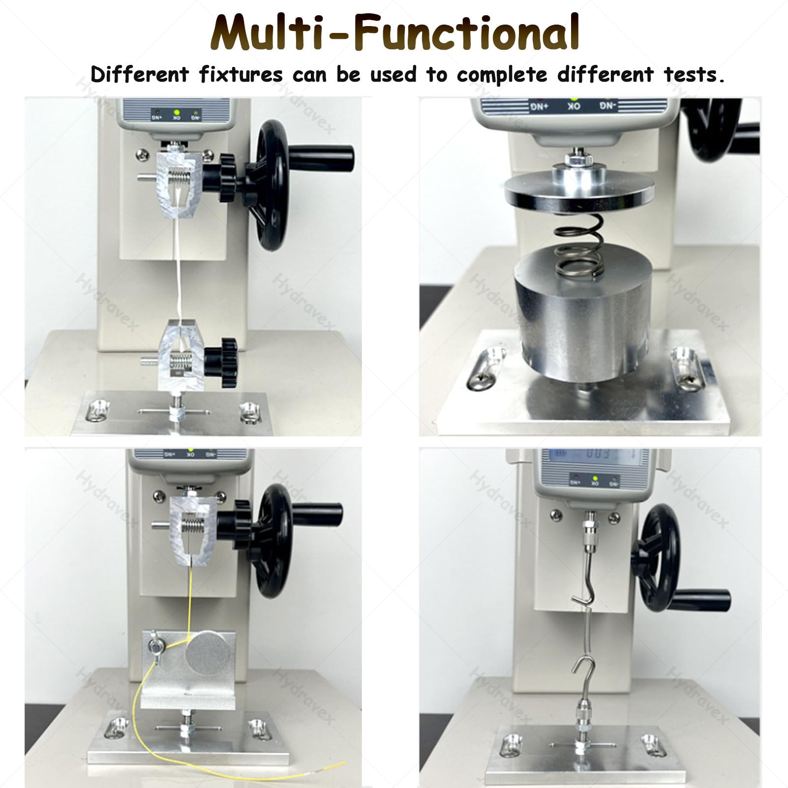 Digitale Zugprüfmaschine 10–2000 N, handkurbelbetriebener vertikaler Zugprüfstand, 270 mm Hub, mit 5 Sonden, Ausgabefunktion/Handradbedienung/übersichtliches Display, für Textilien 2000N+Ruler