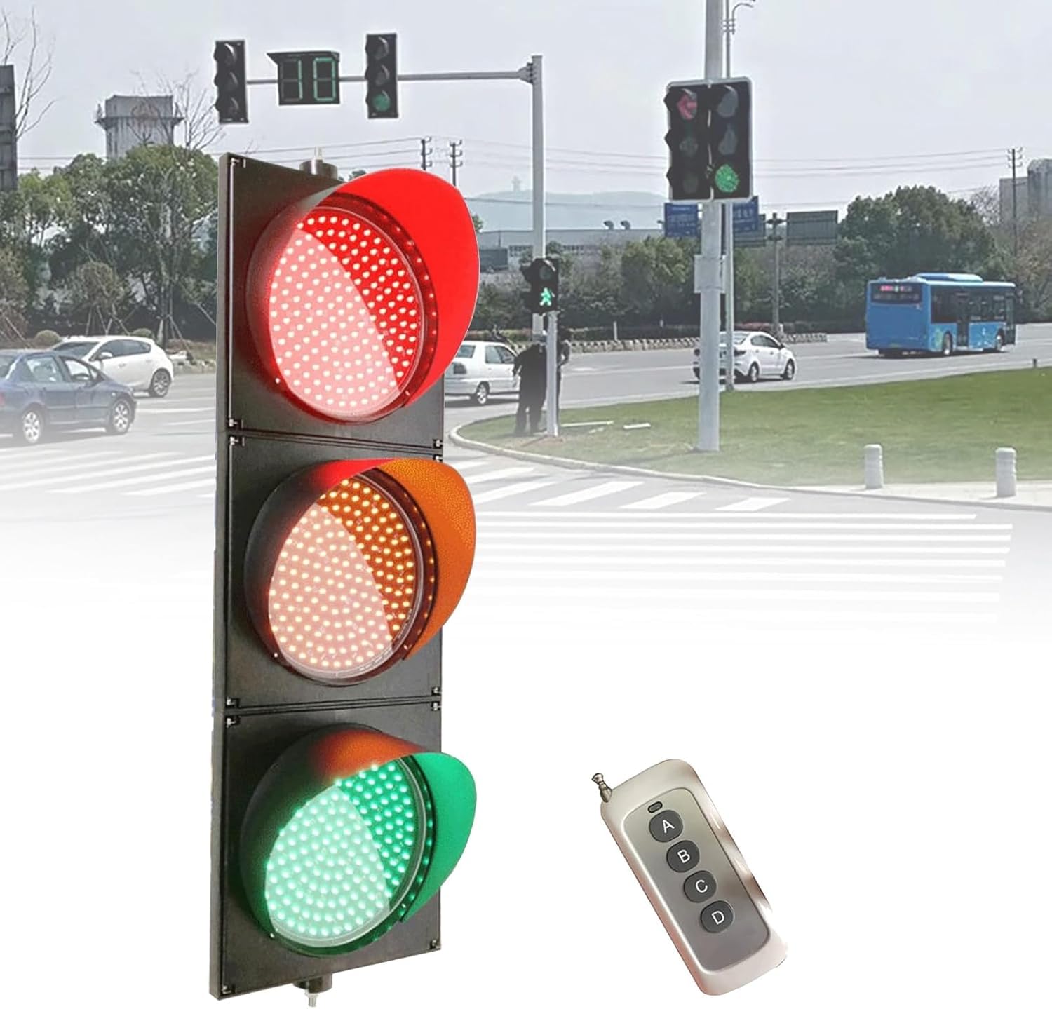 CHRISK 220v,Industrielles LED-Verkehrsblinklicht, rotes/grünes Stop-and-Go-Licht mit Fernbedienung - 300 mm (12 Zoll) Ampeln Schilderleuchten