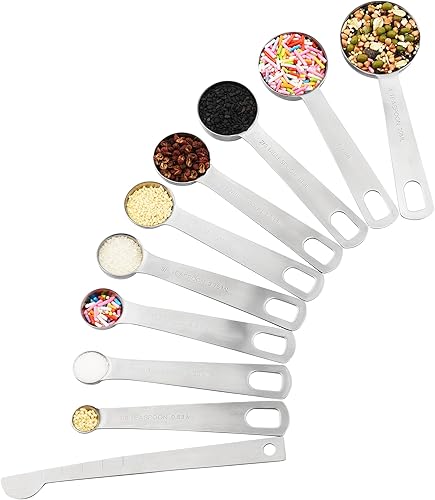 Miniatura 6 de Juego de cucharas medidoras, cucharas medidoras de acero inoxidable, juego de 11 cucharas medidoras de acero inoxidable para ingredientes secos o