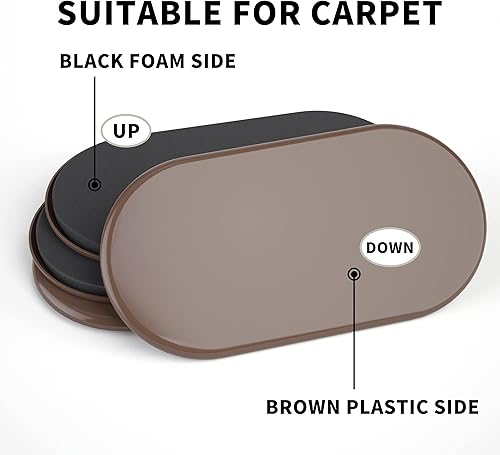 Miniatura 4 de Deslizadores de muebles  8 unidades de 9 12 pulgadas de color marrón para alfombras, almohadillas de muebles, suelos de madera dura, deslizadores de