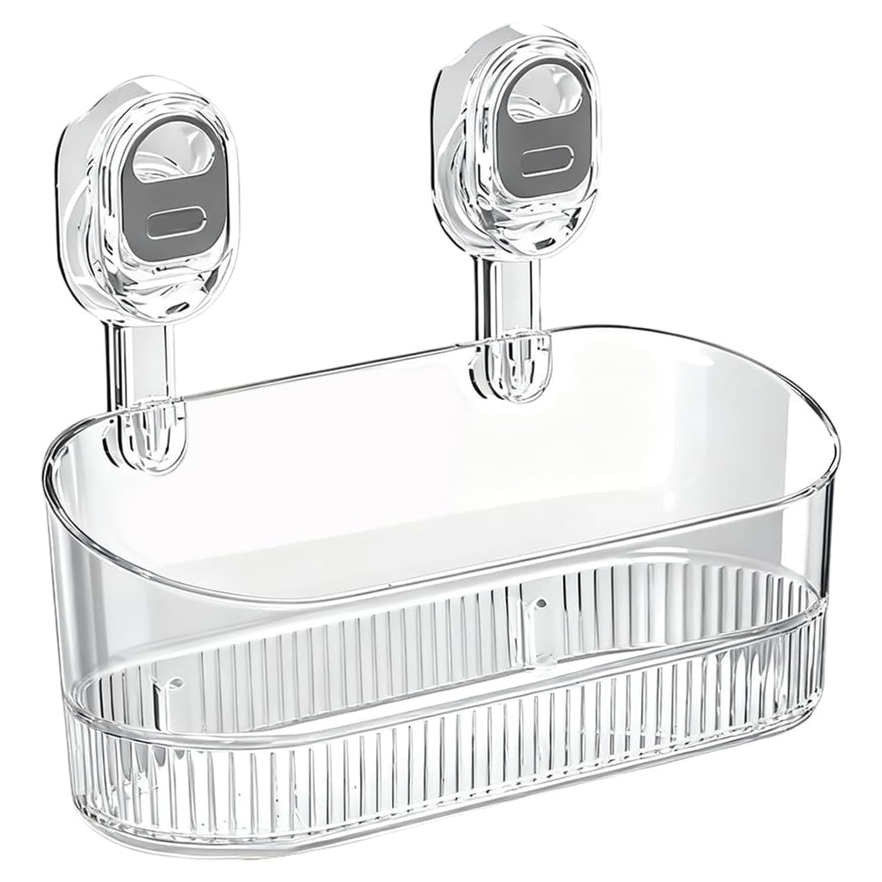 CAKEEYUM Suction Storage Box Large Capacity Clear No Drill Bathroom Suction Storage Box with Drain Hole, Load-Bearing Removable Shower Caddy for Bathroom Shower Kitchen Sink Transparent