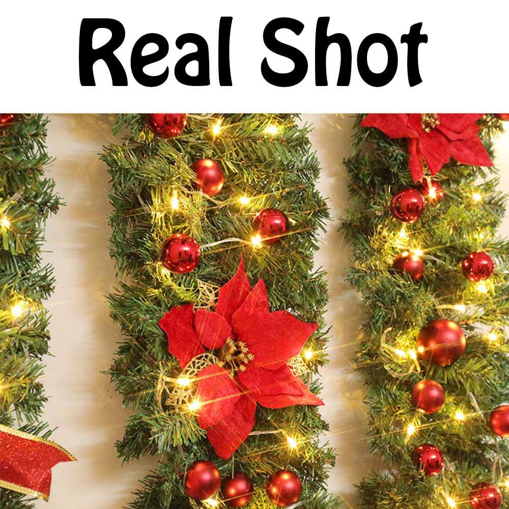 Guirlande Lumineuse Sapin De Noël 2.4m Avec 40 LEDs - Décoration Intérieur/extérieur Pour Escalier, Porte, Rampe - 8 Modes Clignotants - 9