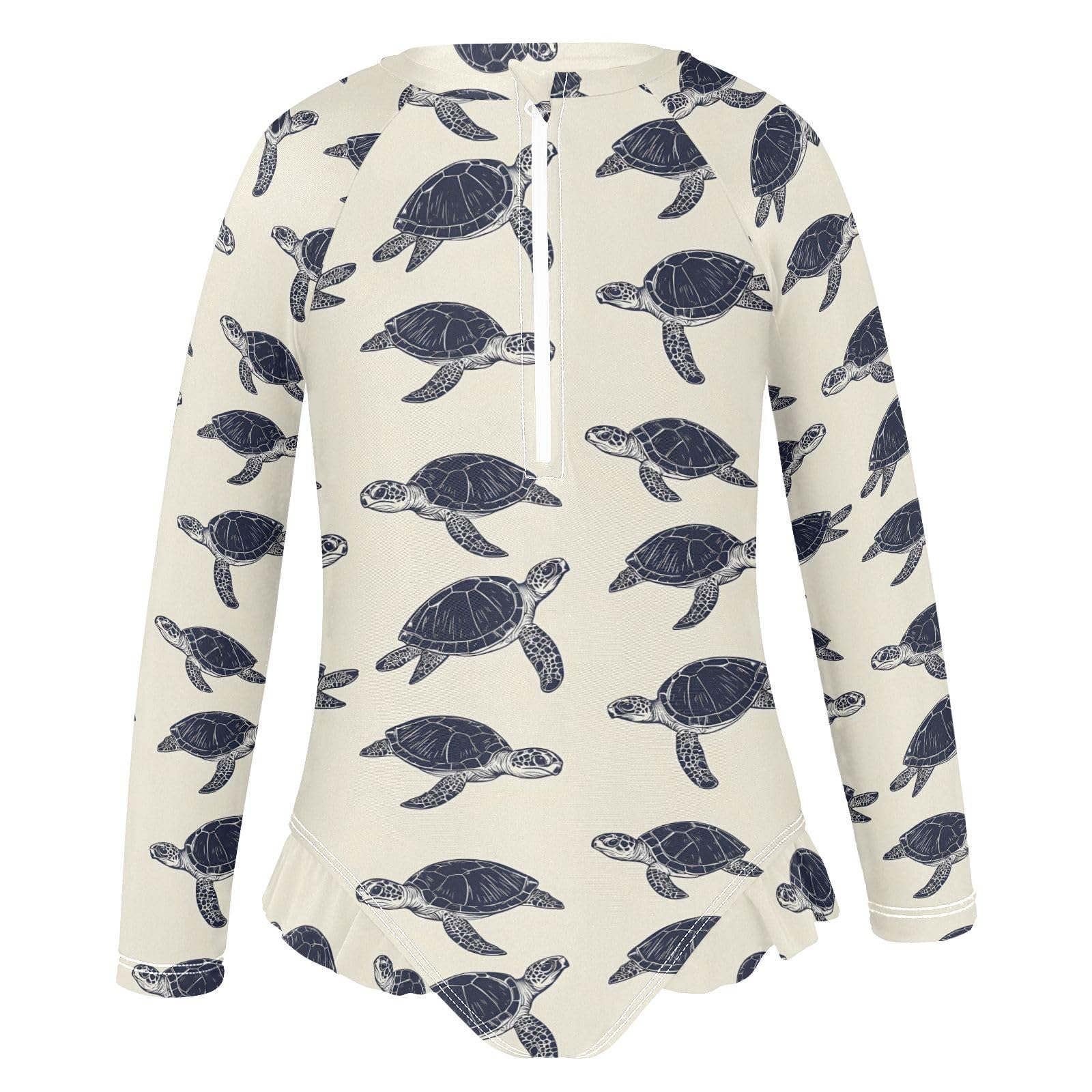 ALAZA Toddler Swimsuit Girl Bathing Suit Swimwear Rash Guard Sea Turtle Long Sleeve 3T