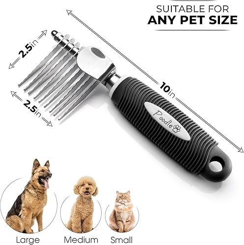 Miniatura 29 de Poodle - Cepillo de peine para rastrillo de piel desnatante para perros y gatos, cuchillas de seguridad de acero largas de 2.5 pulgadas, peine