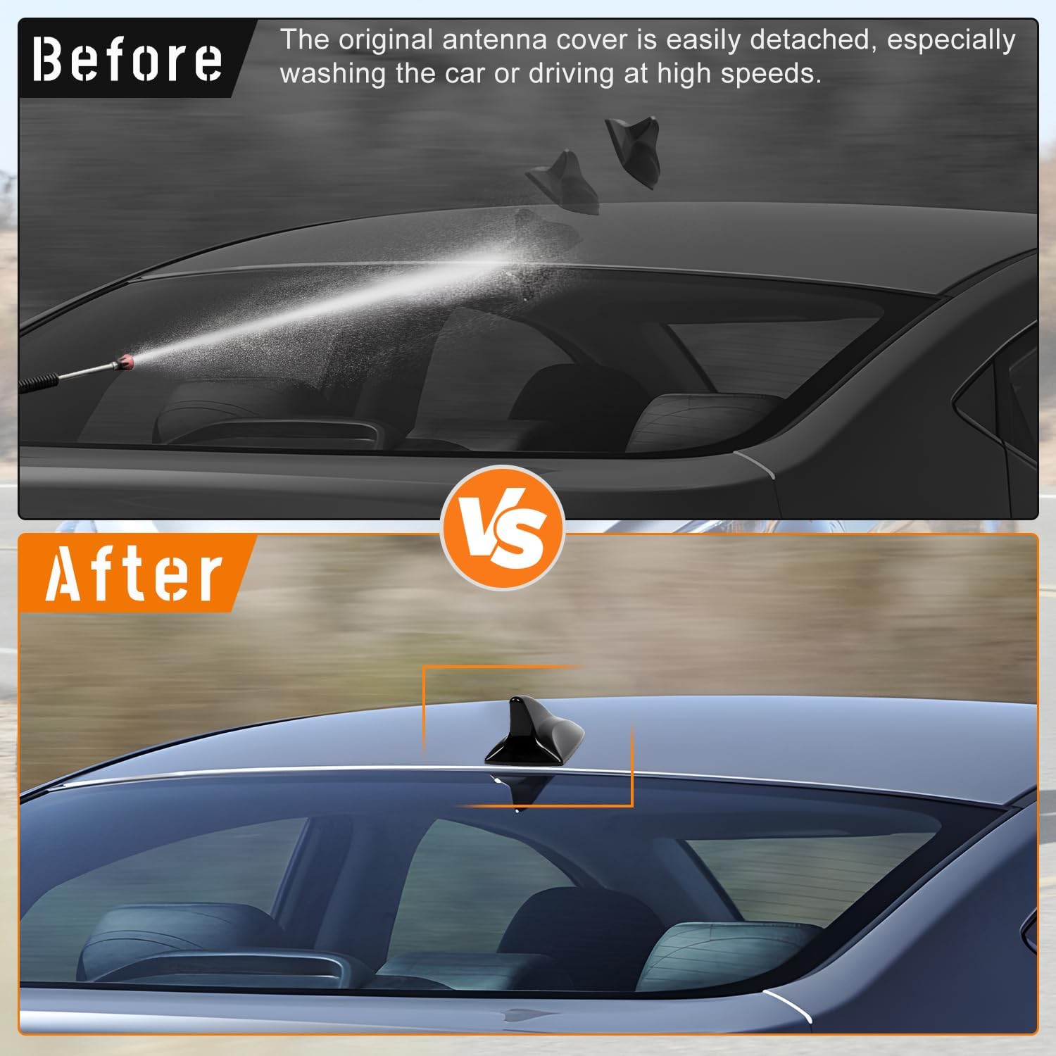 Shark Fin Antenna Cover Compatible with for Elantra Sedan MD 2011-2016,for Hyundai Sonata Sedan YF 2009-2014 w/GPS,for Genesis Sedan BH 2008-2013,96210,962103Q800,962103X100NKA (Glossy Black)