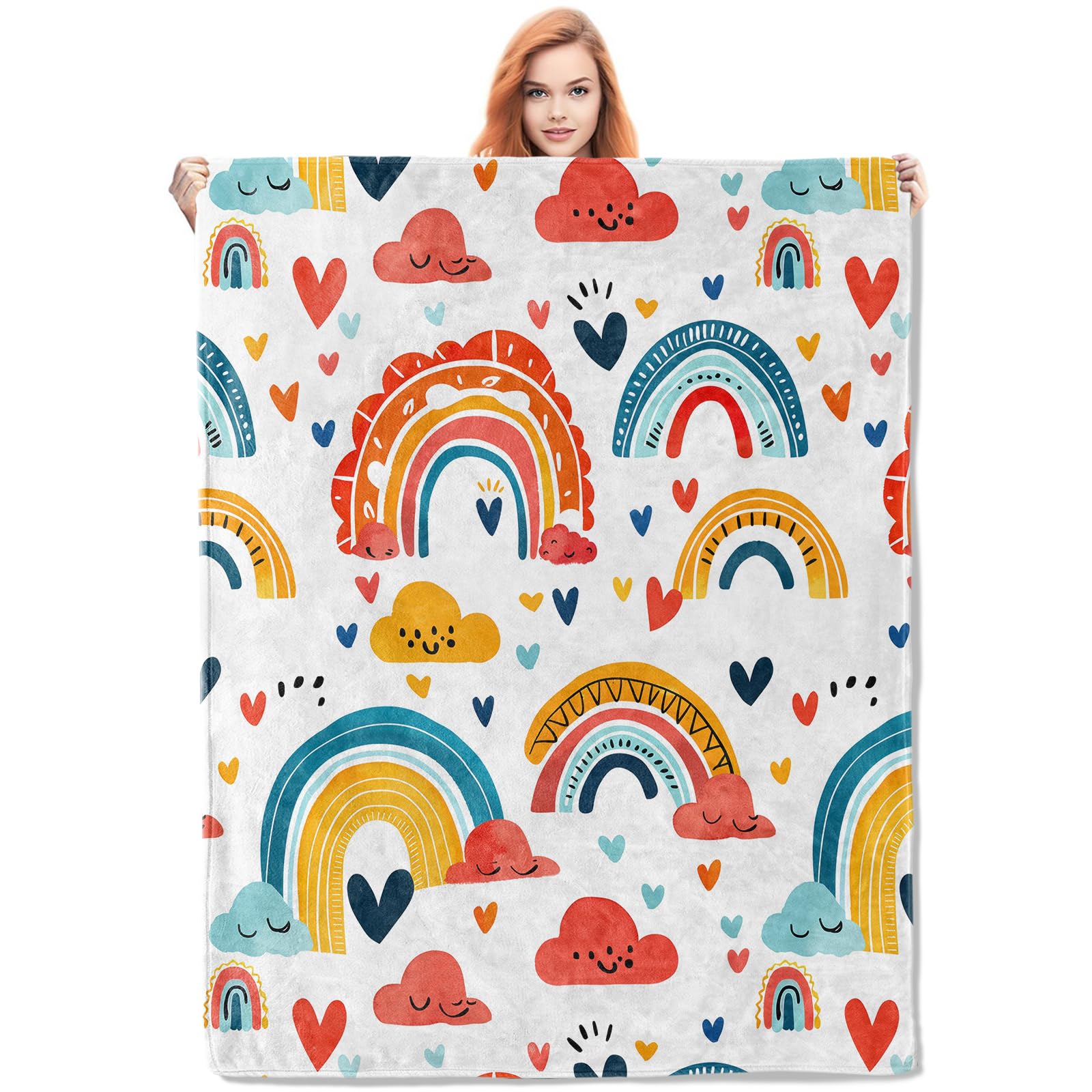 Couverture polaire arc-en-ciel enfant 127x152 cm plaid doux chaud