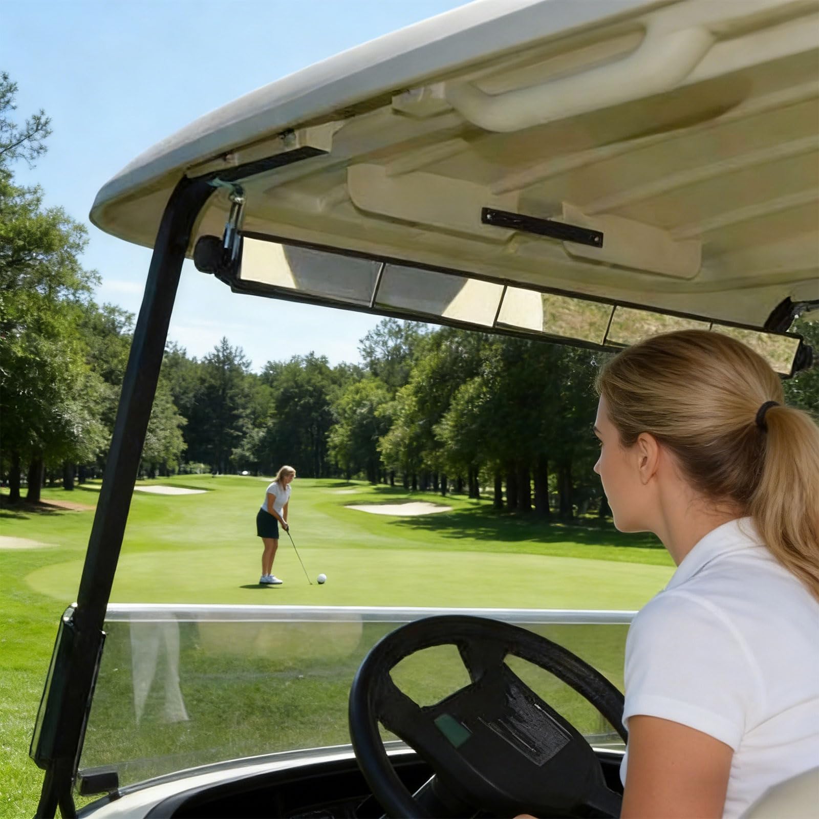 Voiturette de golf à 4 panneaux réglable pour différents modèles avec antireflet et large champ de vision en verre