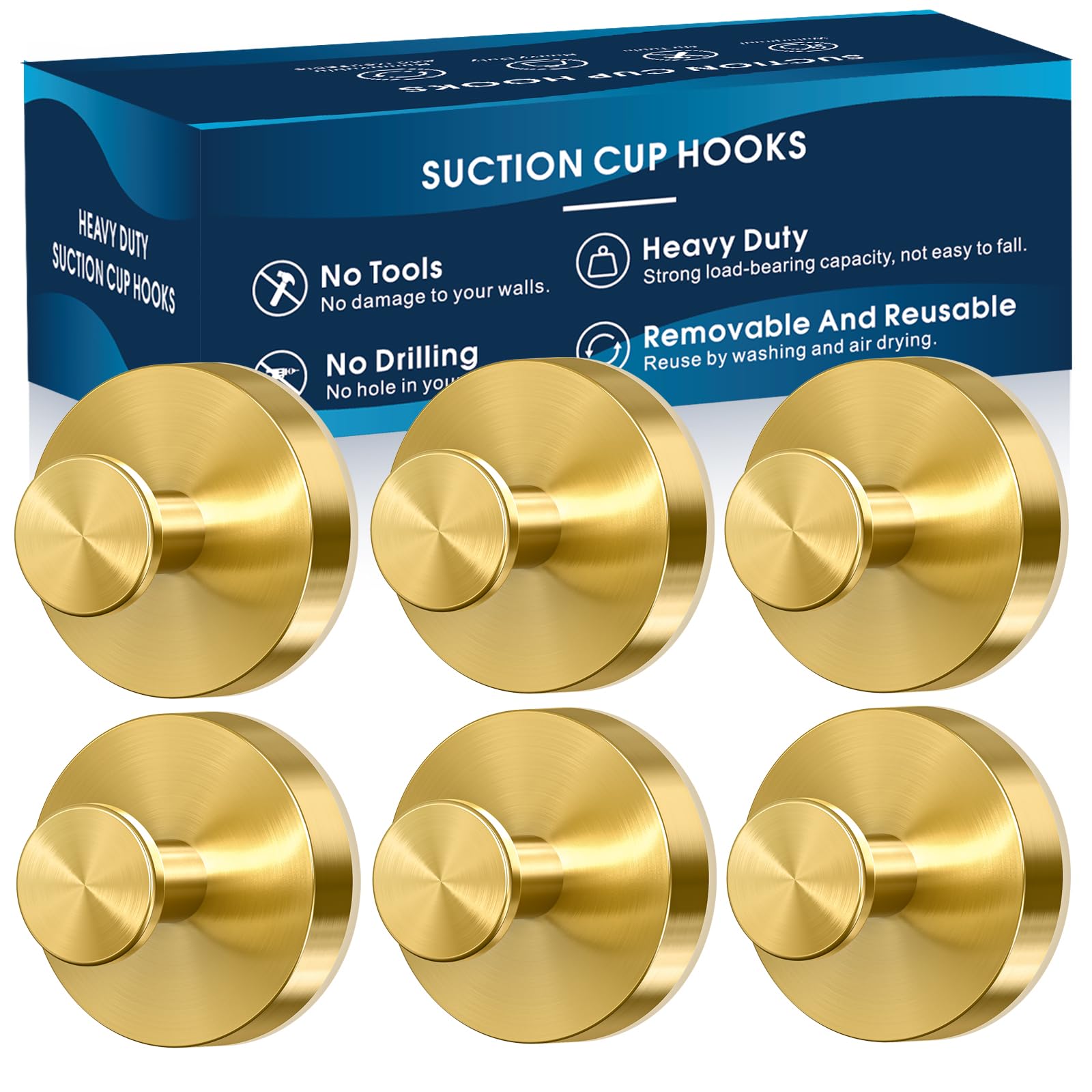 MOTAIPEAK Ganchos con ventosa para ducha, 6 ganchos de ducha para ducha interior, ganchos para toallas sin taladrar para pared de baño, cocina, vidrio, espejo, azulejos para colgar toallas, batas,