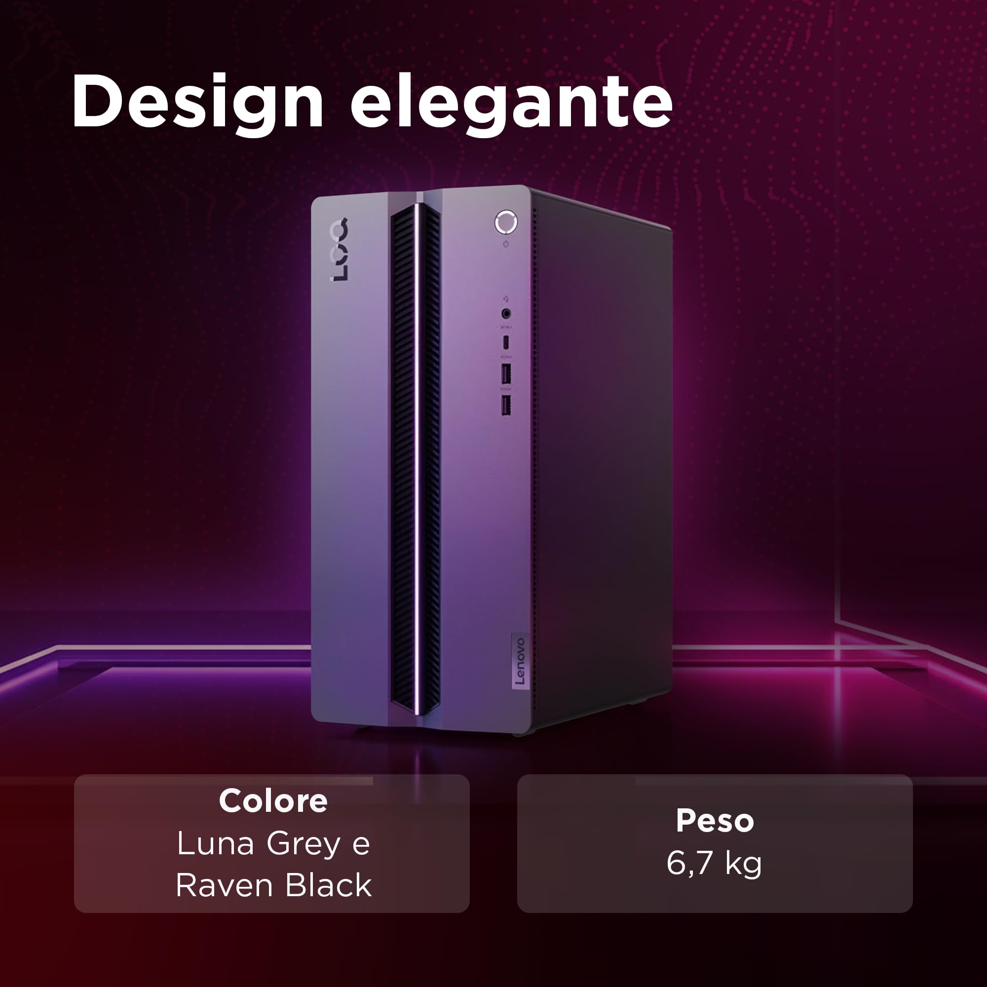 Lenovo LOQ 17IAX10 Desktop Computer, Intel Core Ultra 7 255HX, RAM 16GB, SSD 1TB, NVIDIA GeForce RTX 5060 Ti 8GB GDDR7, Windows 11 Home - Luna Grigio + Raven Nero