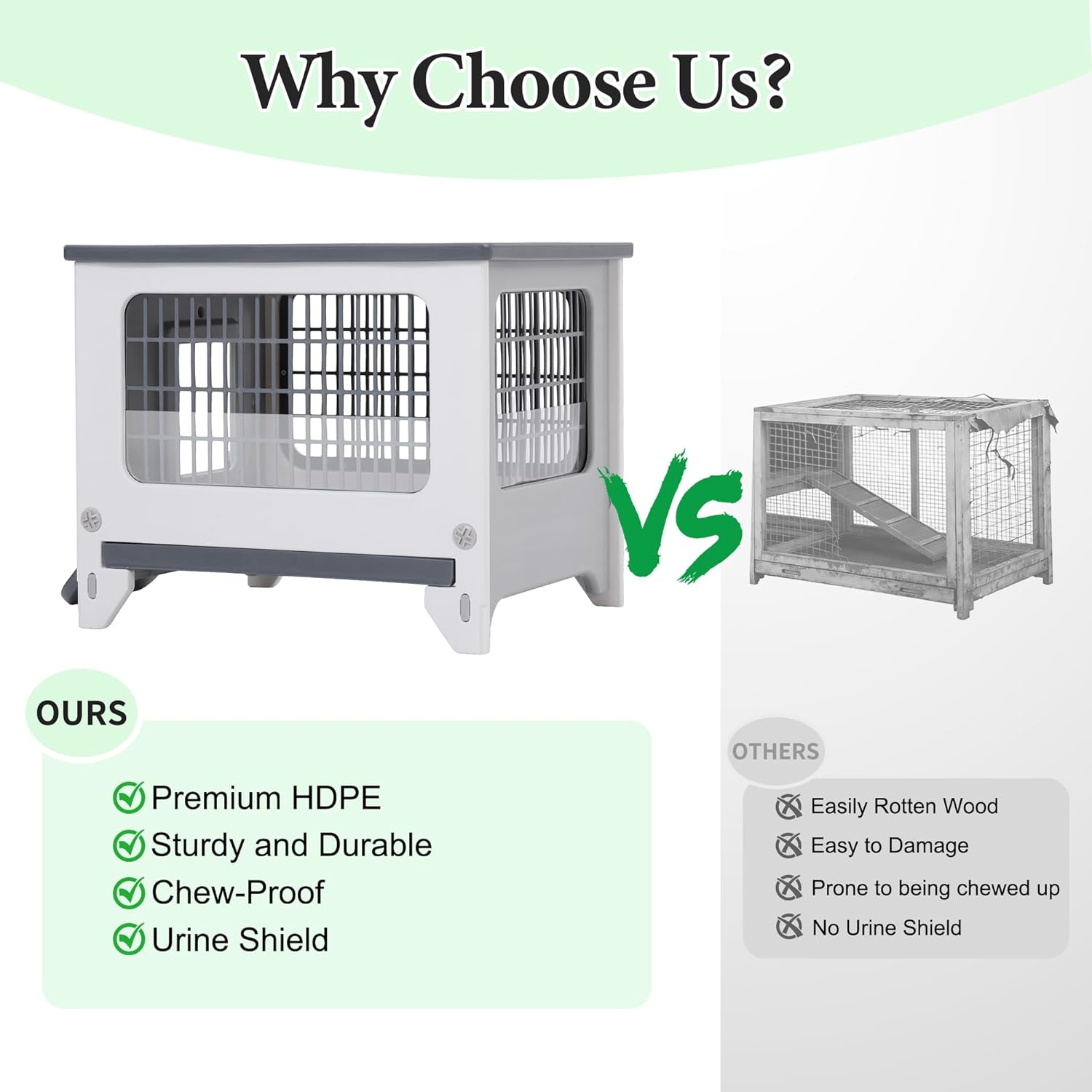 Rabbit Hutch Outdoor Indoor Plastic Waterproof Bunny Cage Enclosure Chew-Proof Rabbit House Guinea Pig Cage Pet House for Small Animals, One Room