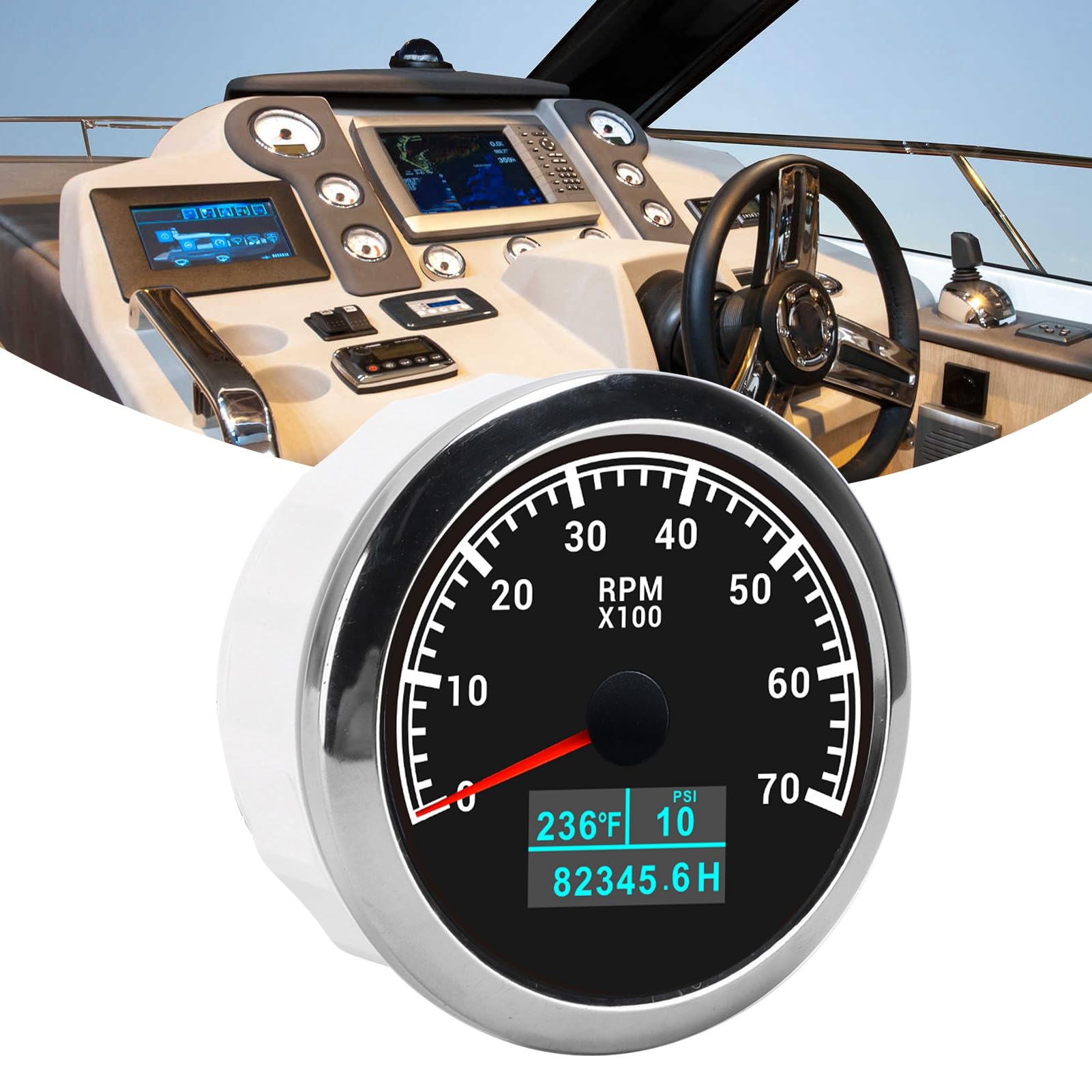 Contagiri per Auto Contagiri Multifunzionale Efficiente 3 in 1 per Appassionati di Auto o Hobbisti ABS in Acciaio Inossidabile (quadrante nero)