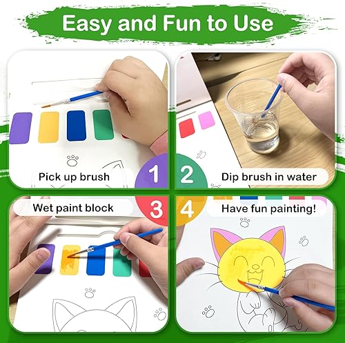 Miniatura 3 de Libro de pintura de acuarela, libros de pintura con agua para niños, pintura para niños pequeños, pintura al agua sin desorden para niños de 1 a 3