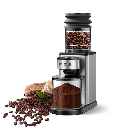 Conical Burr Coffee Grinder for Home,25 Precise Grind Settings,60-Second Timer,Easy to Clean Stainless Steel Burrs,Anti-Static & Anti-Slip Base