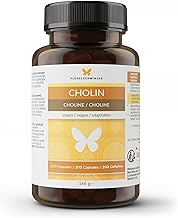200 Cholin Kapseln für 6 Monate, für einen normalen Fettstoffwechsel und eine normale Leberfunktion, ohne Zusätze, vegan