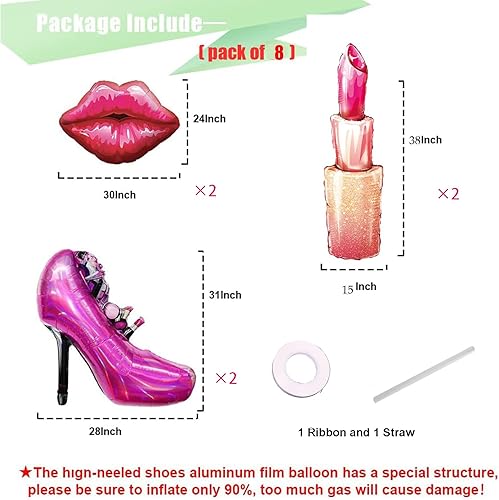 Miniatura 2 de Globo de labios de papel de aluminio para decoración de tacones altos, día de San Valentín, boda, despedida de soltera, fiesta de spa, decoración de