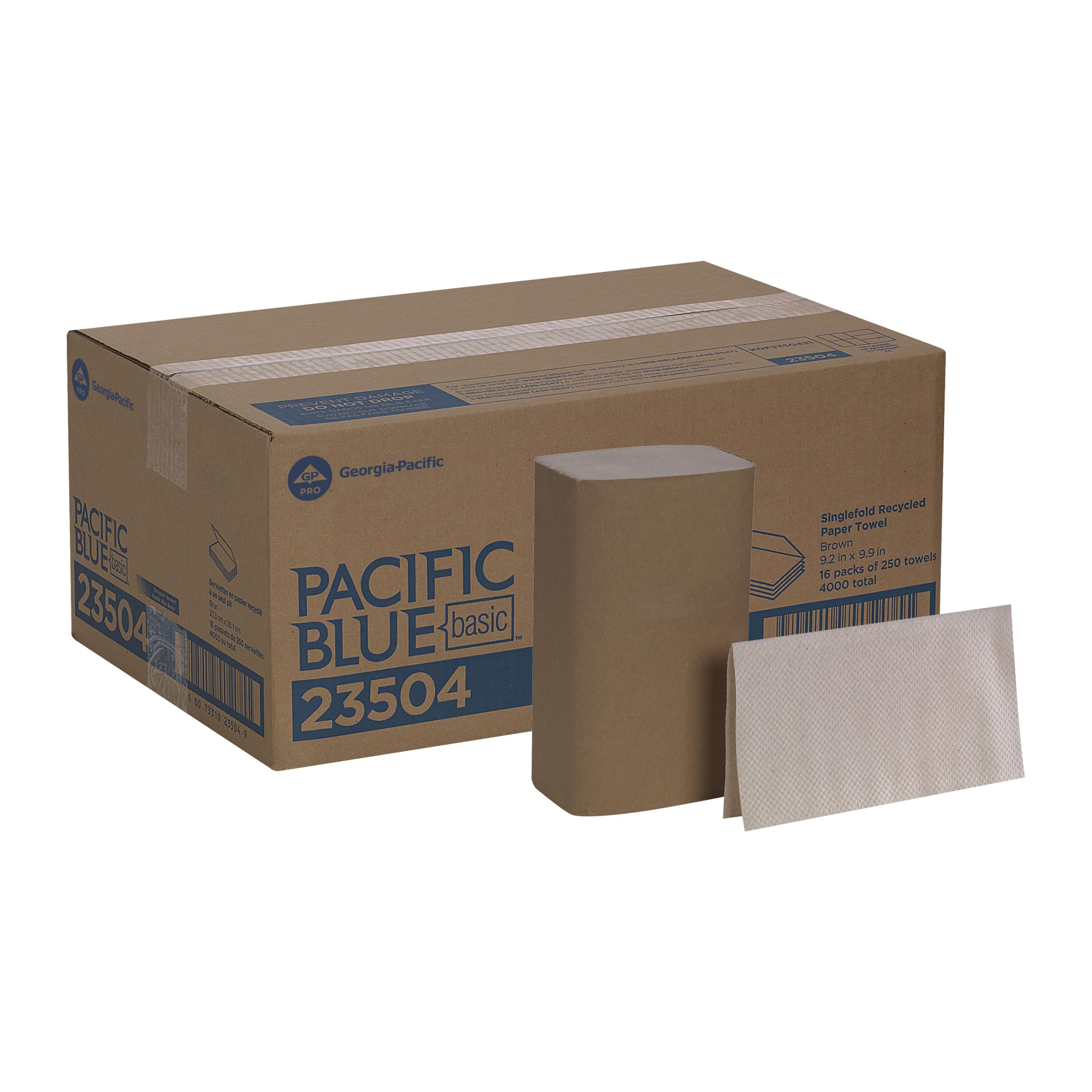 Pacific Blue Basic S-Fold Recycled Paper Towels by GP PRO (Georgia-Pacific), Brown, 23504, 250 Towels Pack