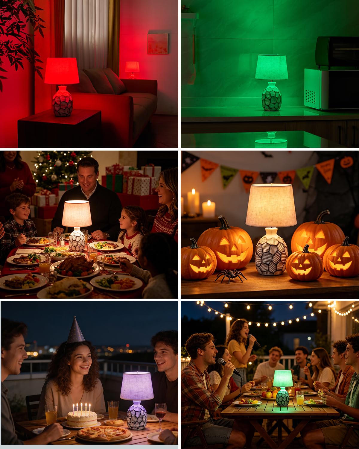 Piccola lampada da tavolo ricaricabile senza fili, 33 cm, base in ceramica costiera | Lampada da comodino a batteria, telecomando RGB, con telecomando, luce calda per camera da letto, soggiorno, cucina, patio
