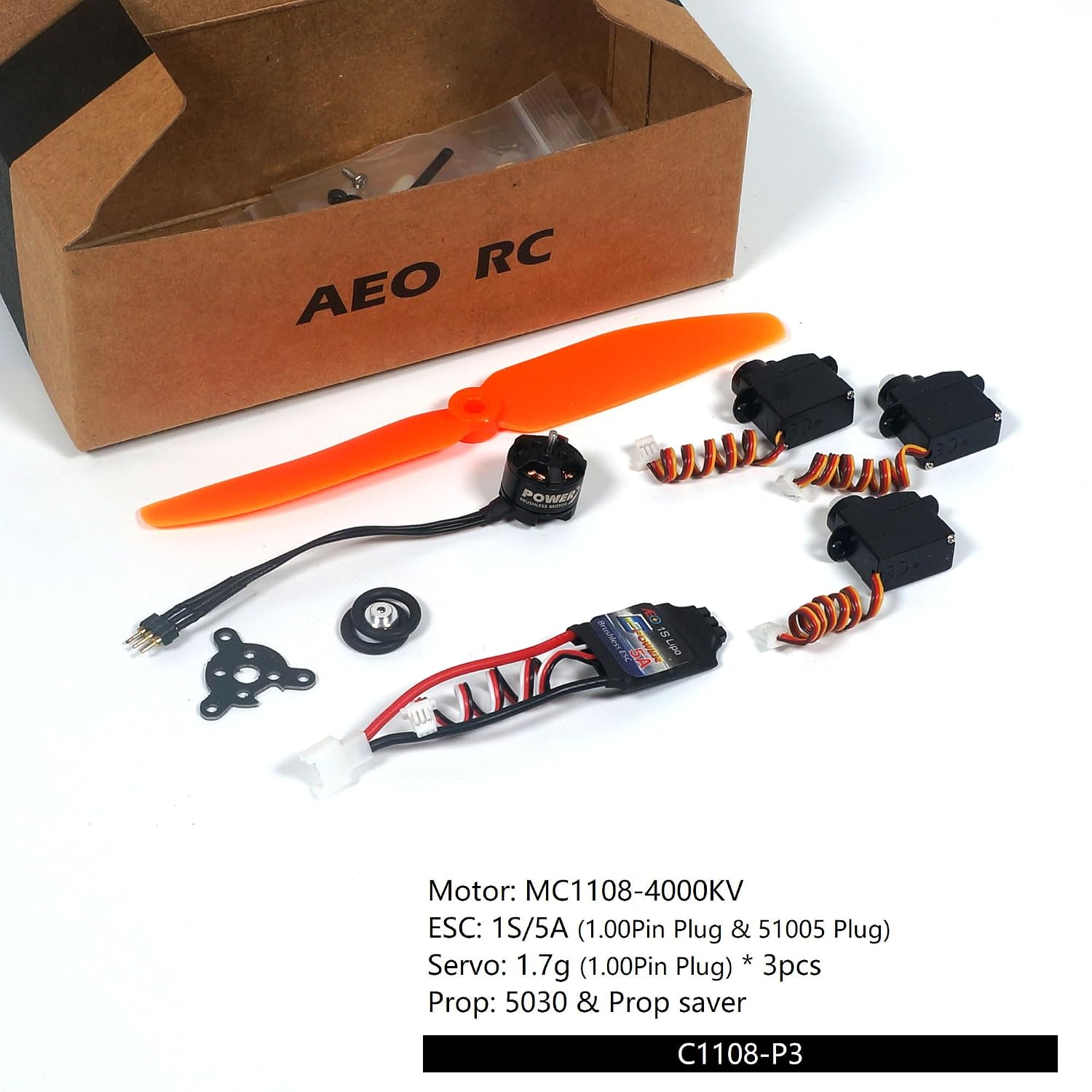 1S 3.7V Micro Brushless Motor MC1108-4000KV Used for Fixed Wing Micro Indoor Airplane F3P Model Power Supply (MC1108A)