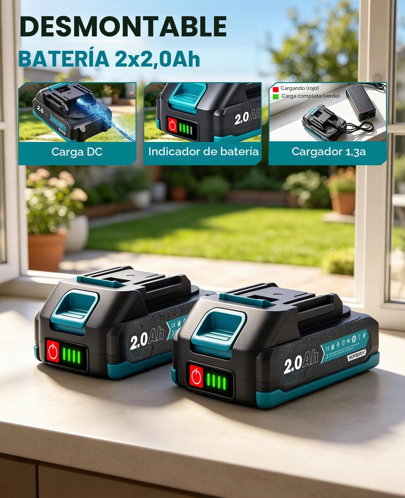 Yofidra Cortasetos de Batería con Mango Telescópico, 100 cm, Tijeras 3 en 1 con Ruedas, Cortasetos Eléctrico Inalámbrico con Batería, Ancho de Corte 133 mm, Longitud de Corte 220 mm