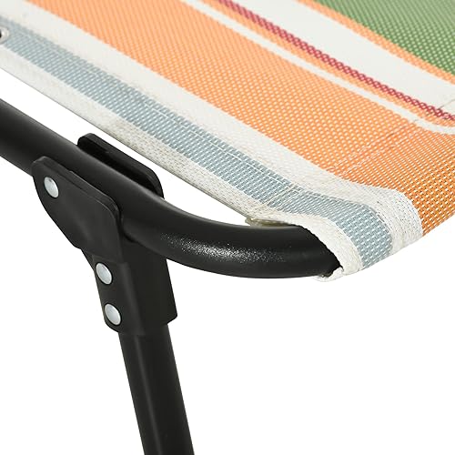 Vista 99 de Outsunny Tumbona plegable, silla de bronceado para patio, tumbona para exteriores con respaldo reclinable de 4 posiciones, asiento de malla Blanco