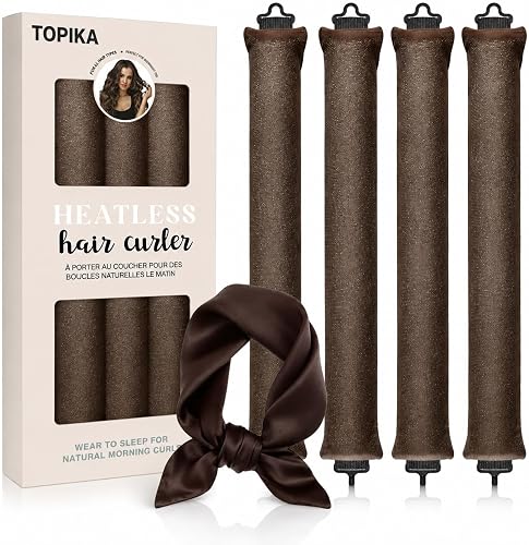 Heatless Hair Curlers, Soft Overnight Rollers for No-Heat Curls | 27 cm Velvet Sponge Curling Rods with Flexible Core and Metal Hooks, Reusable Sleep-In Hair Styling Rollers for Women