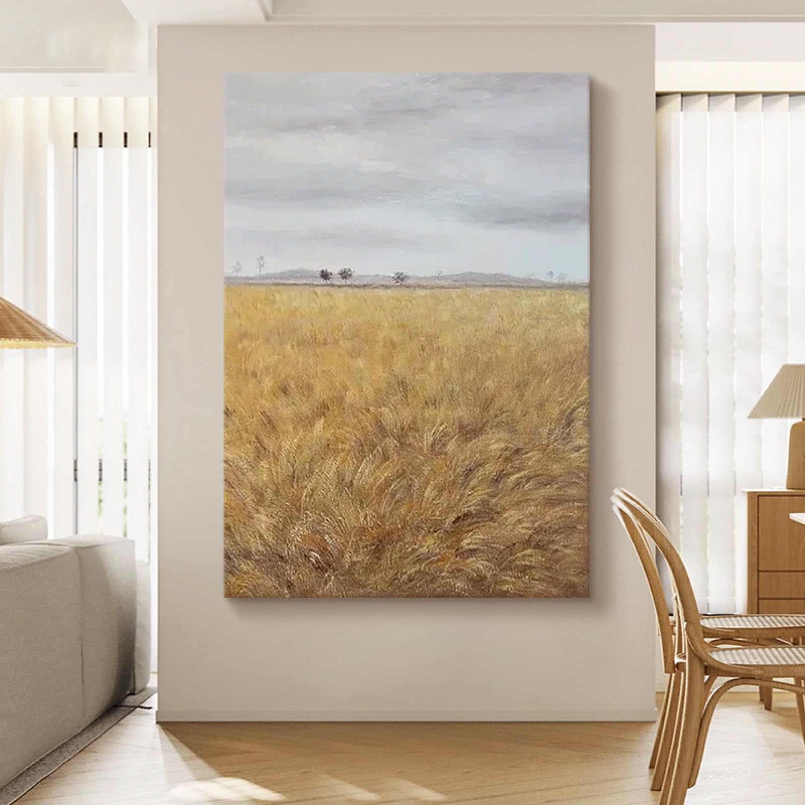 Art sur toile paysage de champ de blé pour habiller un grand mur vide de salon