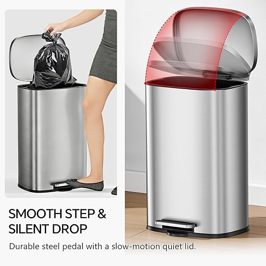 Set de 2 Canecas de Basura con Pedal 50L + 6L Acero Inoxidable miniatura 5