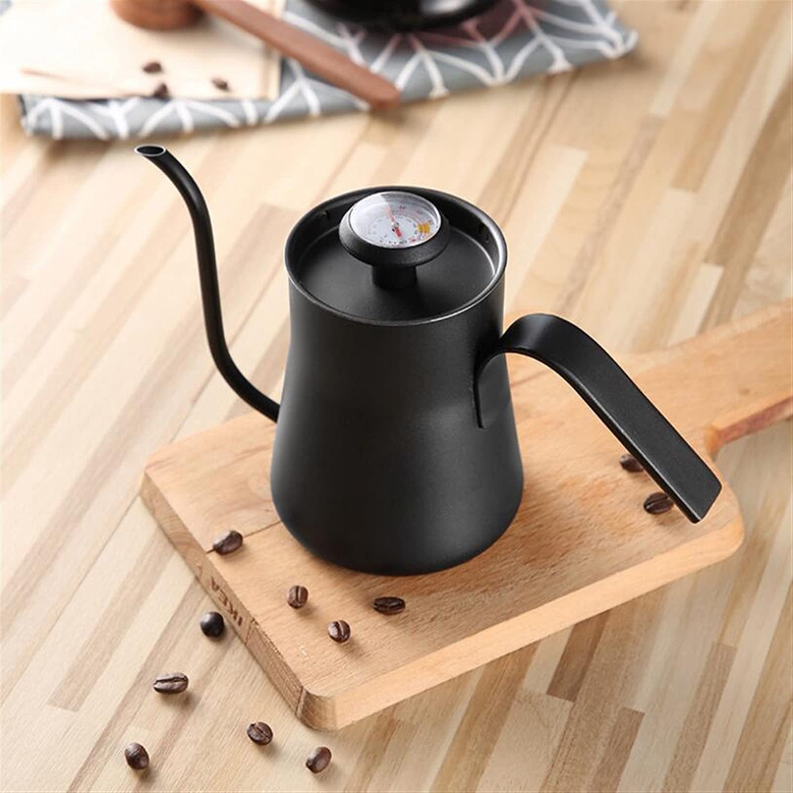 Czajnik do kawy, czajnik do kawy, nalewanie czajnika z szyjką do herbaty z termometrem do herbaty 550 ml kawy antykorozyjnej, słoik do kawy, długie usta, ekspres do kawy