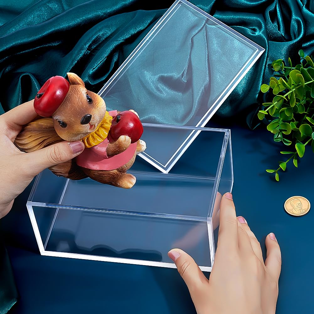 PH PandaHall Rechteckige Schmuckschatulle Aus Acryl Durchsichtige Acrylbox Mit Deckel Durchsichtiger Aufbewahrungsbehälter Schmuck Organizer Für Perlen Bastelarbeiten Büro Heimdekoration 17.5x12x8cm
