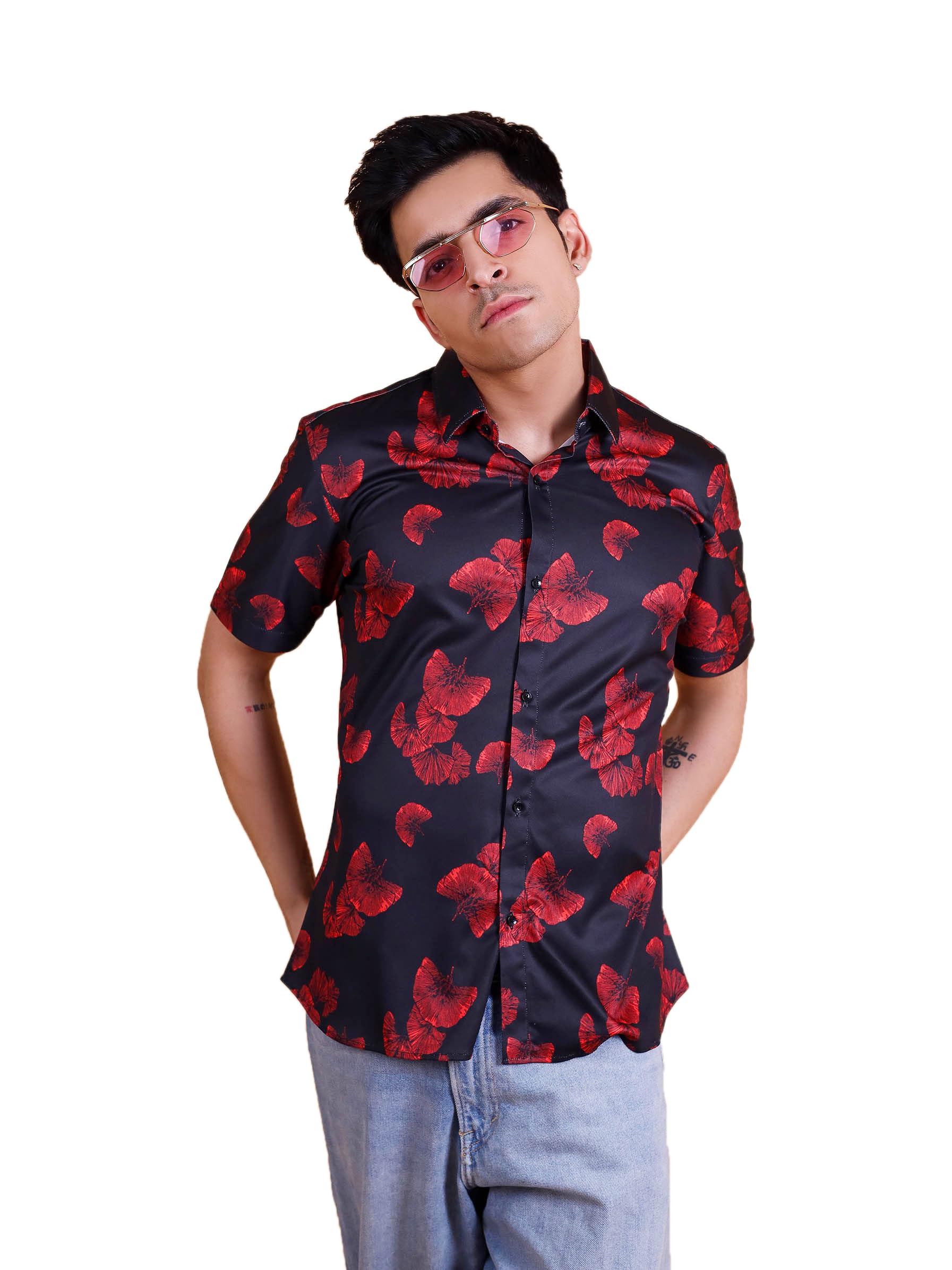 FesnerFunky Red and Black Printed Shirt || Men Stylish || Printed Regular Fit Casual Shirt for Mens & Boys