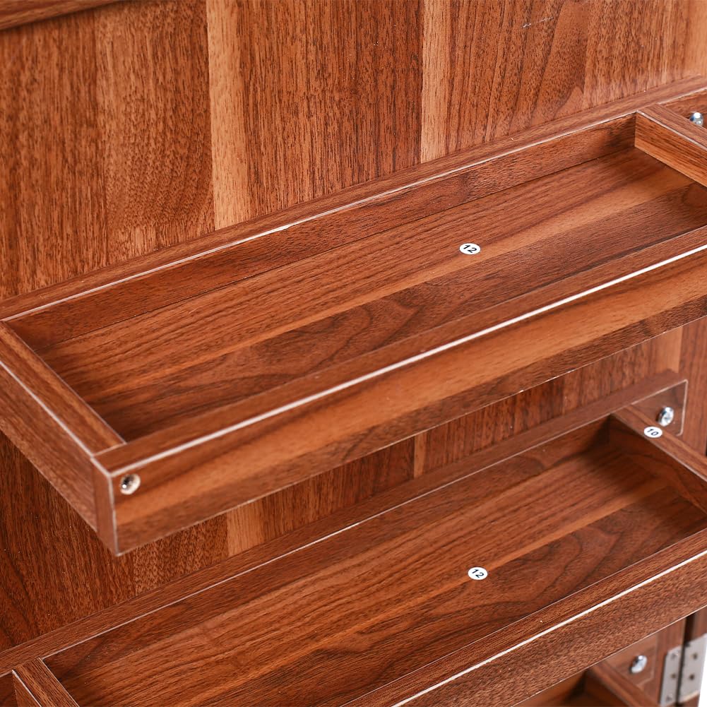 Shally Dogan Faltbarer Nähmaschinenschrank mit 5 Lenkrollen, zusammenklappbarer Holznähtisch, platzsparend, versenkbares Bügelbrett, Mehrzweck-Schreibtisch (Kirschbaum)