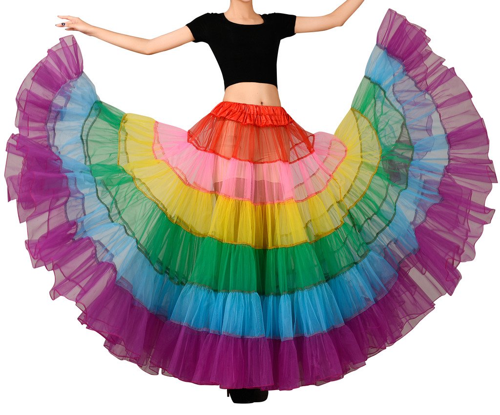 Edith qi Capas del arco iris tutú/falda/vestido de la enagua/Baile, Fiesta de la boda de Clubwear, tamaño XS, S, M, XL, XXL