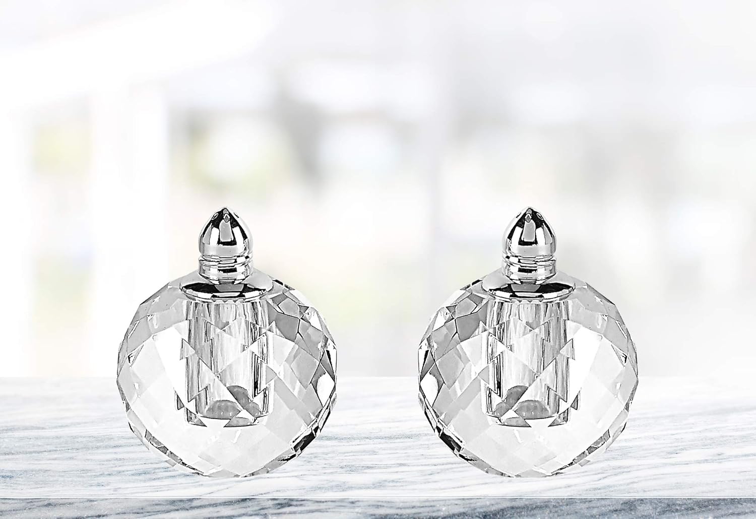(D) Handcrafted Salt & Pepper Shakers Set (3.5" Square (Gold))