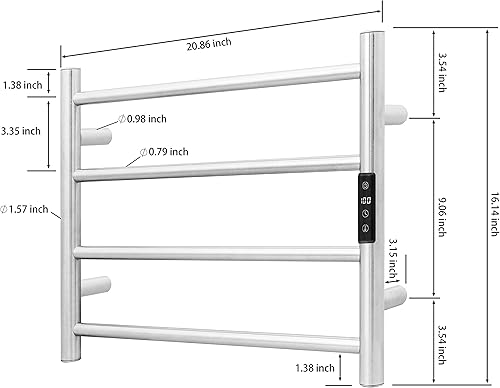 Miniatura 6 de KEG Calentador de toallas inteligente WiFi montado en la pared con temporizador integrado y control de ajuste de temperatura, 4 barras eléctricas de