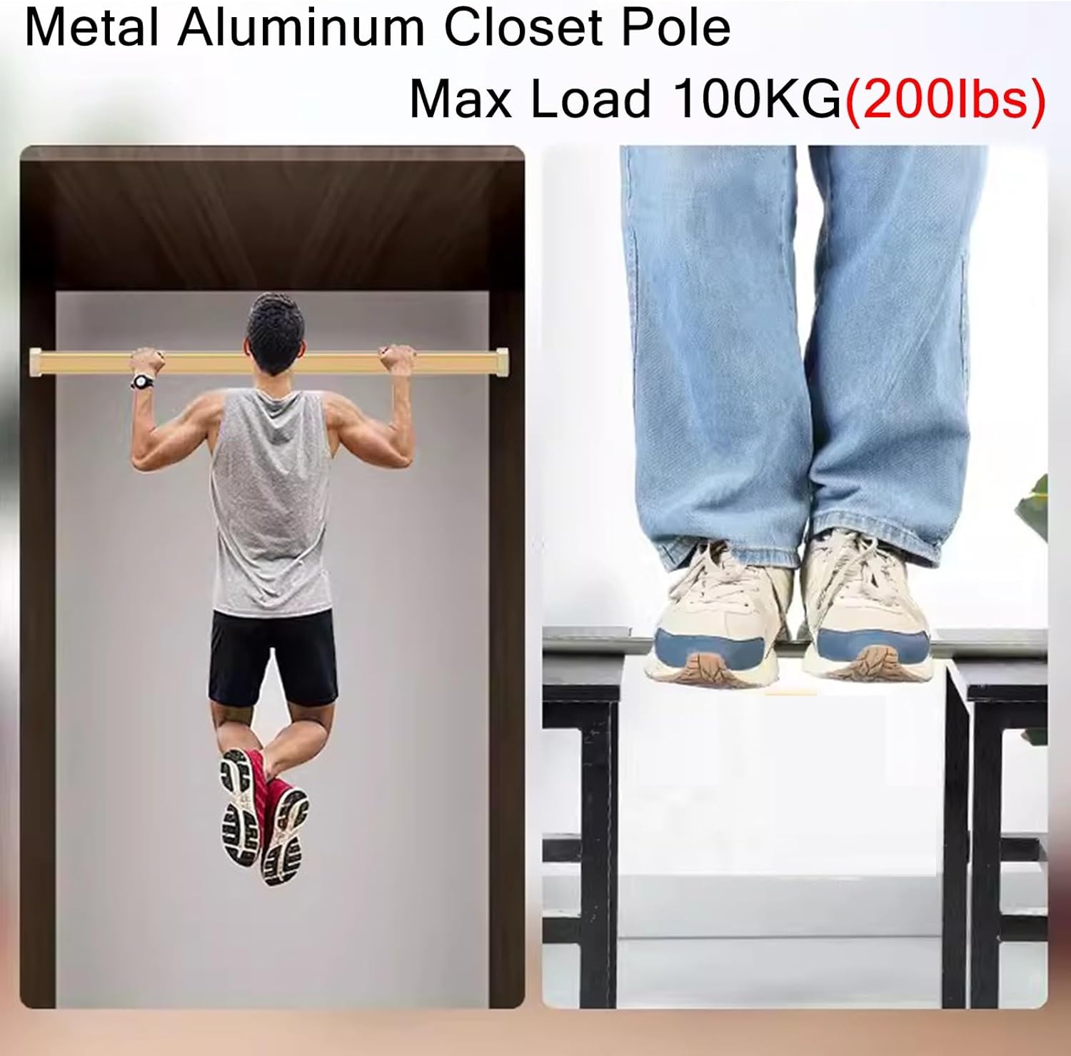 ZAQYCM Black Hanger Rods for Clothes in Closet 76 70 66 60 55 50 48 42 40 Inch, Wardrobe Hanging Pole with Support Bracket and Rubber Strip, Pot and Pan Wall Mounted Rail (Size : 68in/171cm)