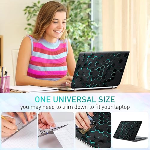 Miniatura 6 de Adhesivo para laptop de 12.1-15.6 pulgadas, calcomanía reutilizable universal de vinilo para laptop, protector de arte impermeable en color panal