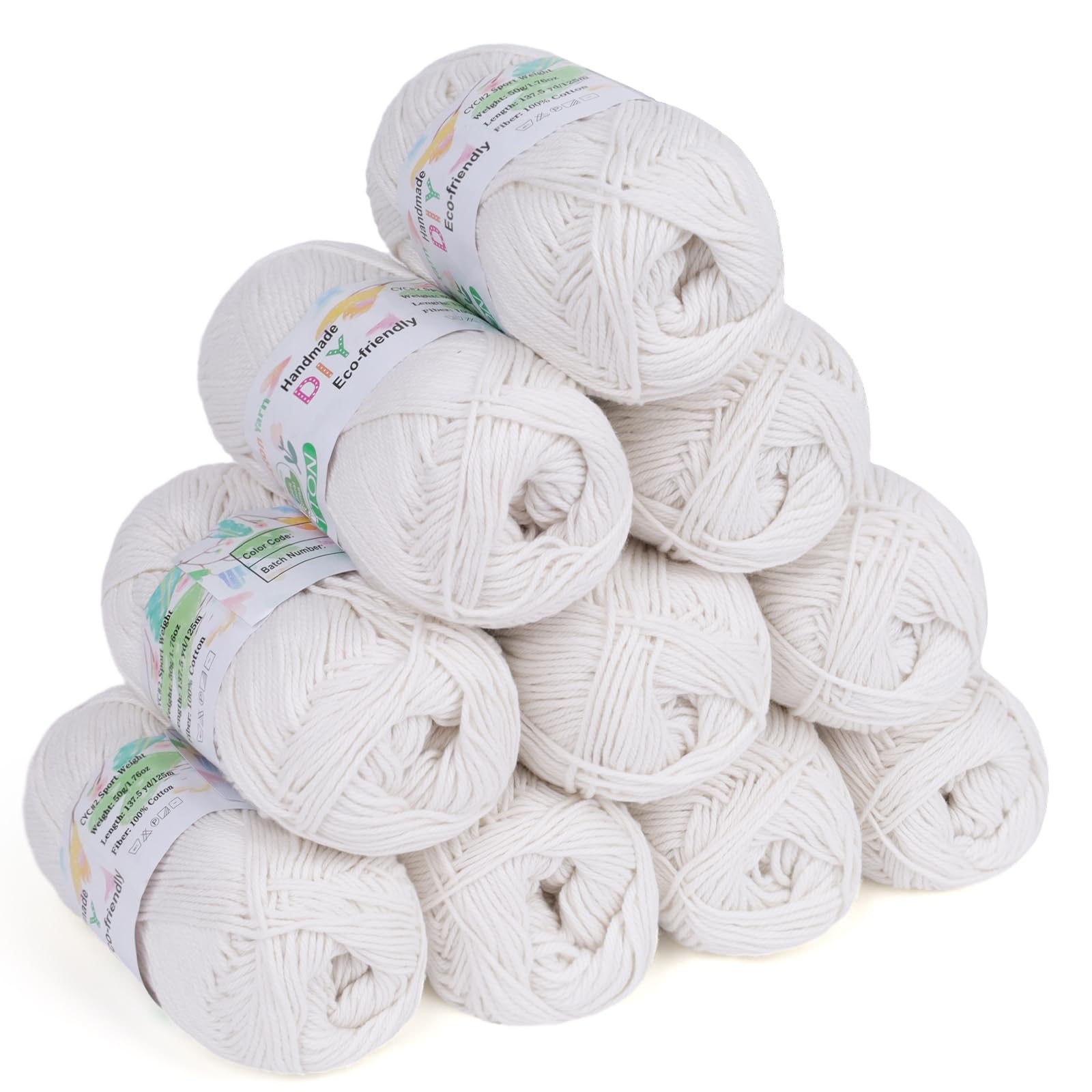 Pelote de laine à tricoter en coton Coopay blanc pour pull et layette