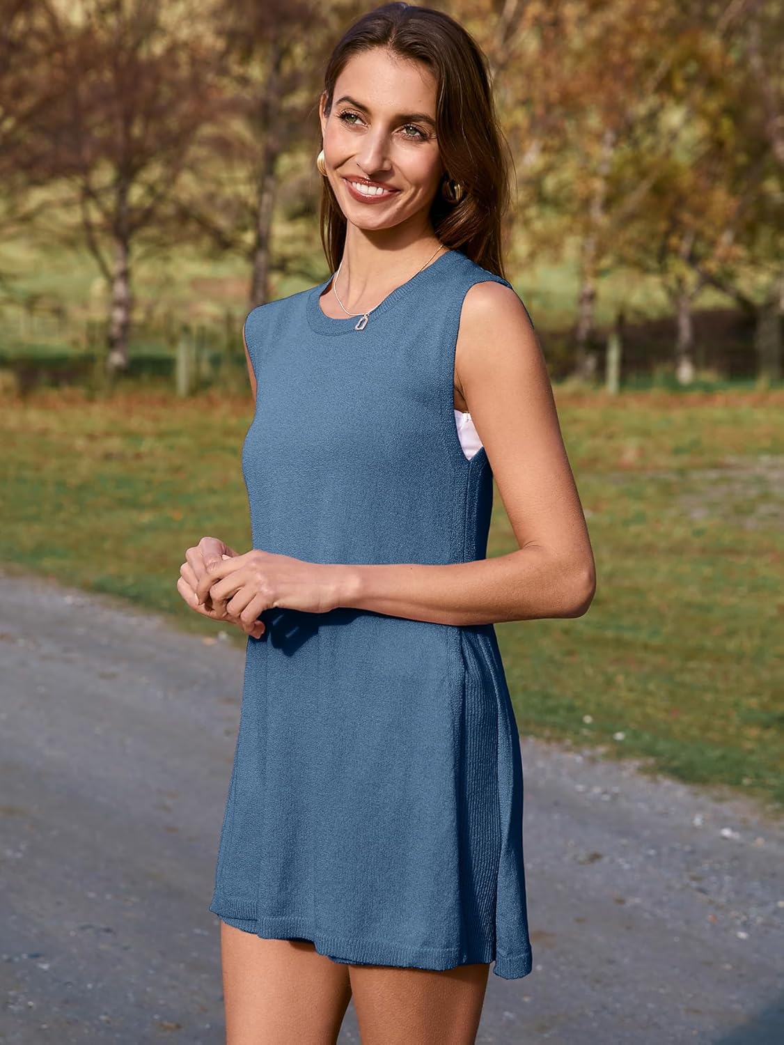 Glamaker Women's 2 Piece Short Sets Summer Lounge Sets Sweater Knit Beach Vacation Matching Sets Travel Outfits - Image 4