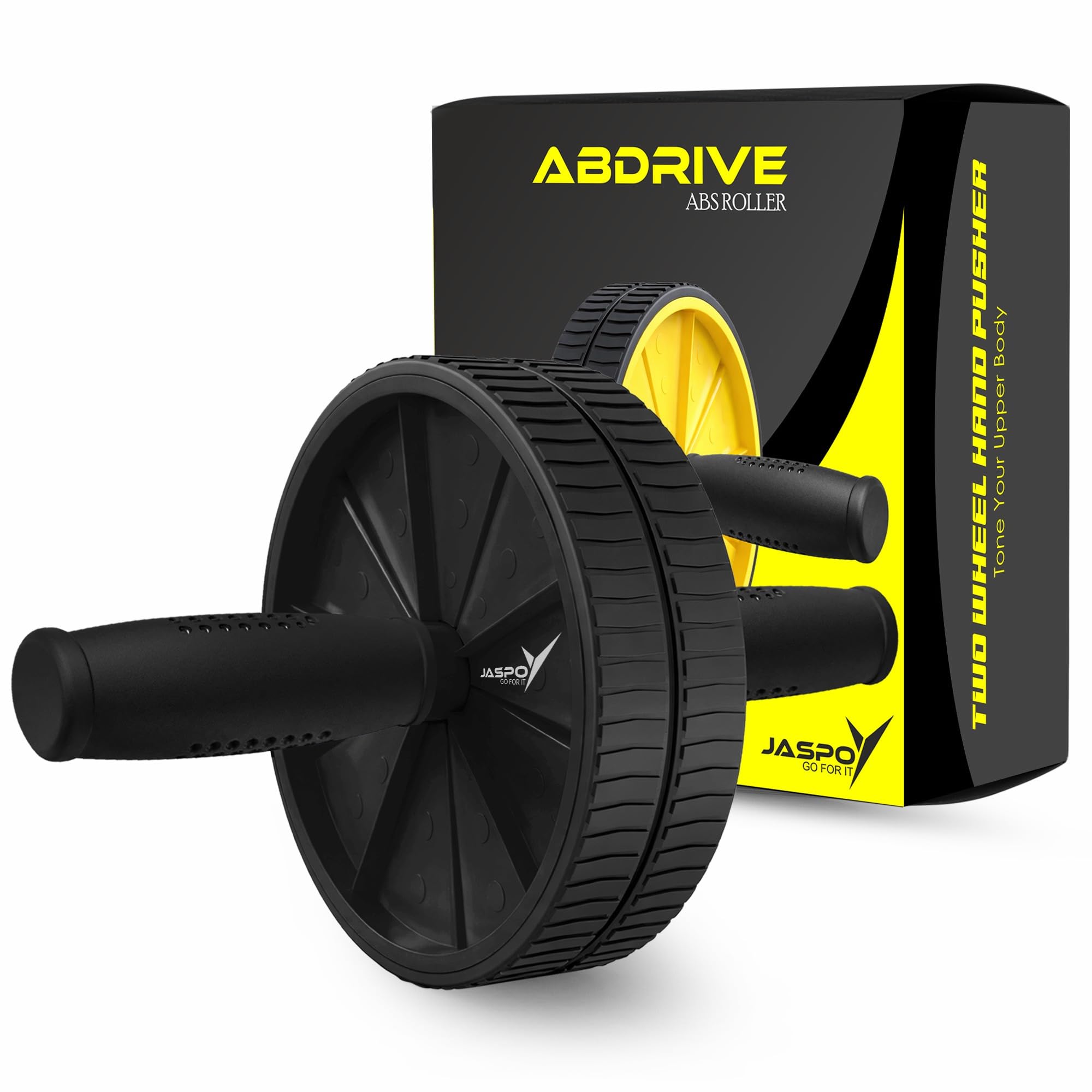 Jaspo AB Drive Abs Roller Wheel with Stainless Steel Rod for Men & Women – Core Strength Training Abdominal Workout Equipment for Home Gym